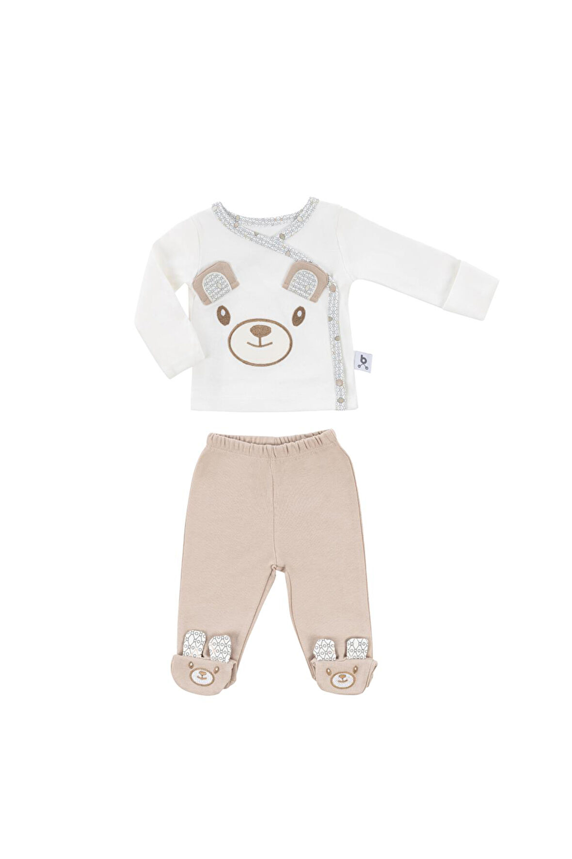 Gezenbebe Hero Bebekler İçin Nakışlı Zıbın ve Patikli Pantolon Set