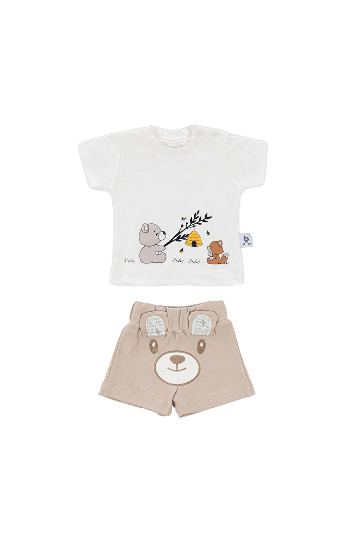 Gezenbebe Hero Kısa Kol Desenli Bebek T-Shirt ve Nakışlı Şort Seti