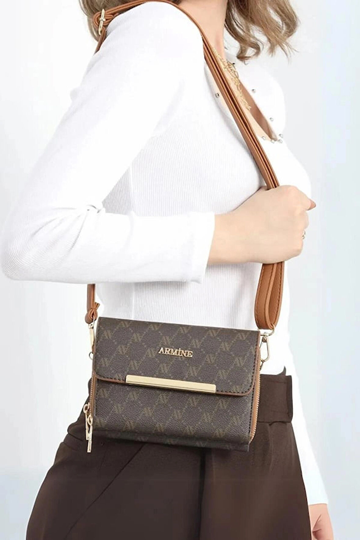 Armine Kadın Yeni Sezon Trend El ve Omuz Askılı Cüzdan Çanta 381