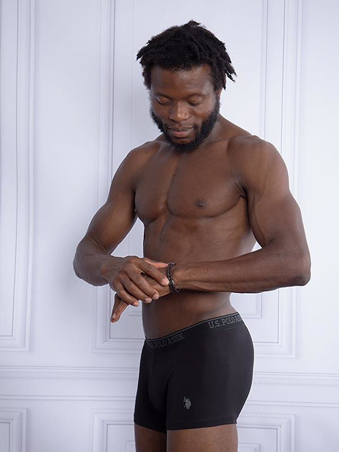 U.S. Polo Assn Pamuk 3 Lü Paket Erkek Boxer .80097-USP SİYAH