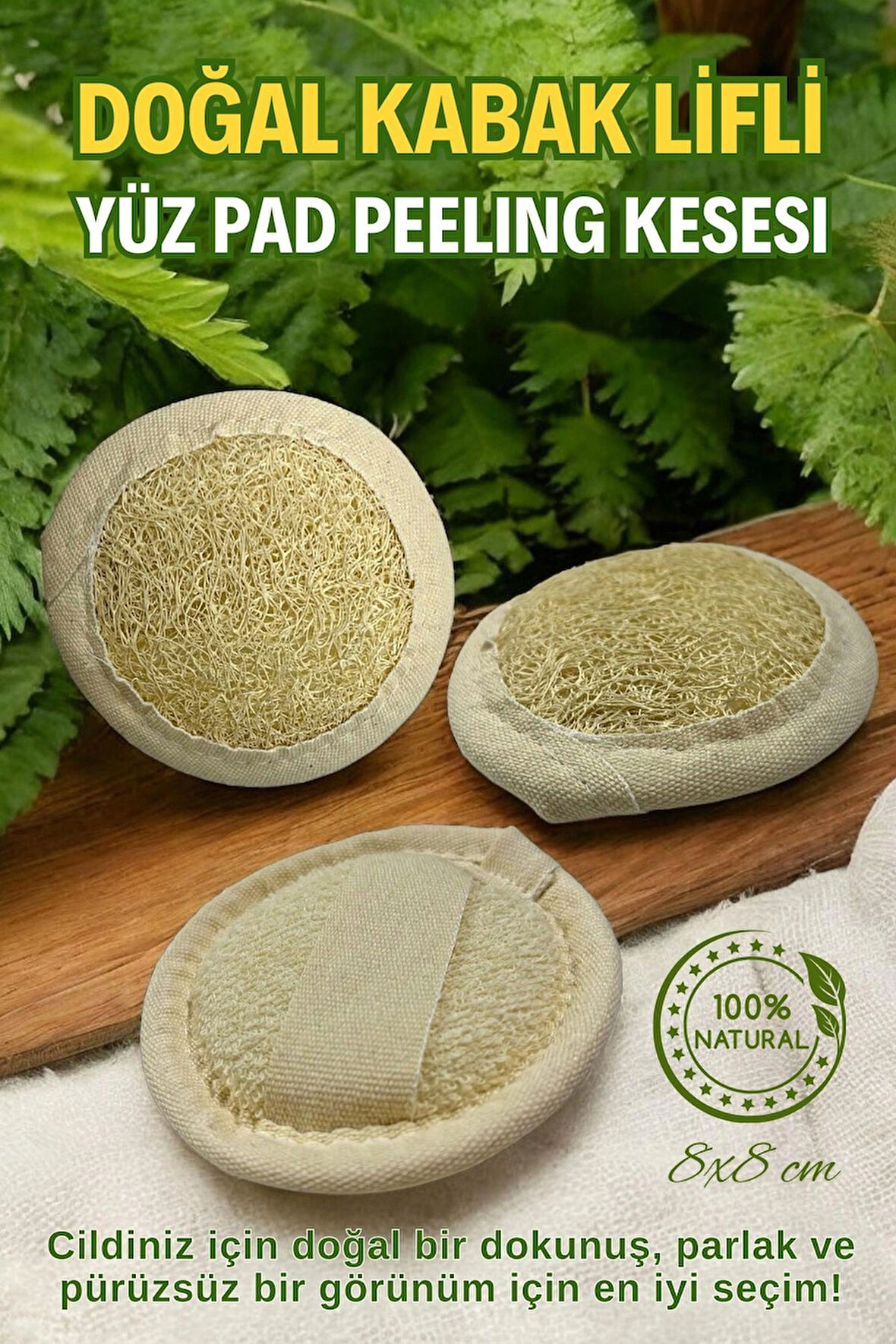 Doğal Kabak Lifi Yüz Pad Peeling Kesesi - Siyah Nokta, Sivilce, Kırışıklık Karşıtı, Cilt Yenileyici