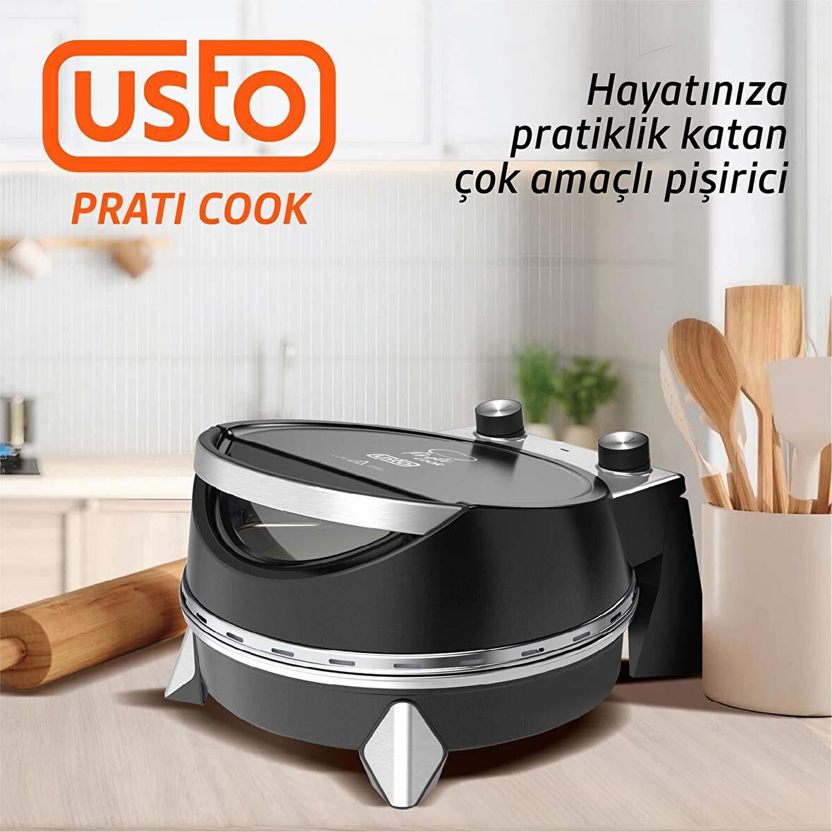 USTO 2850 Prati Cook Çok Amaçlı Pişirici Siyah