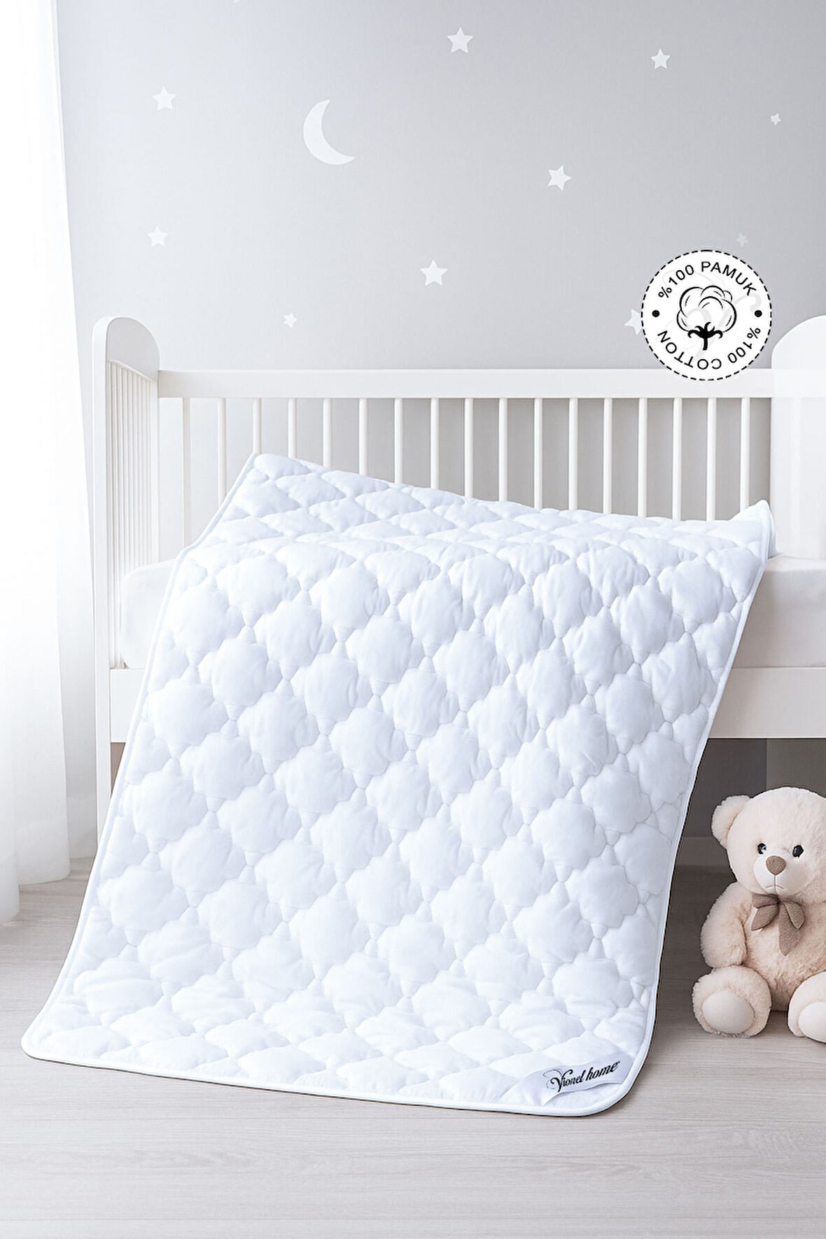 %100 Pamuk Bebek & Çocuk Yorganı |1. Sınıf Silikon Dolgu | 100x150 cm | Antialerjik | Nefes Alabilen