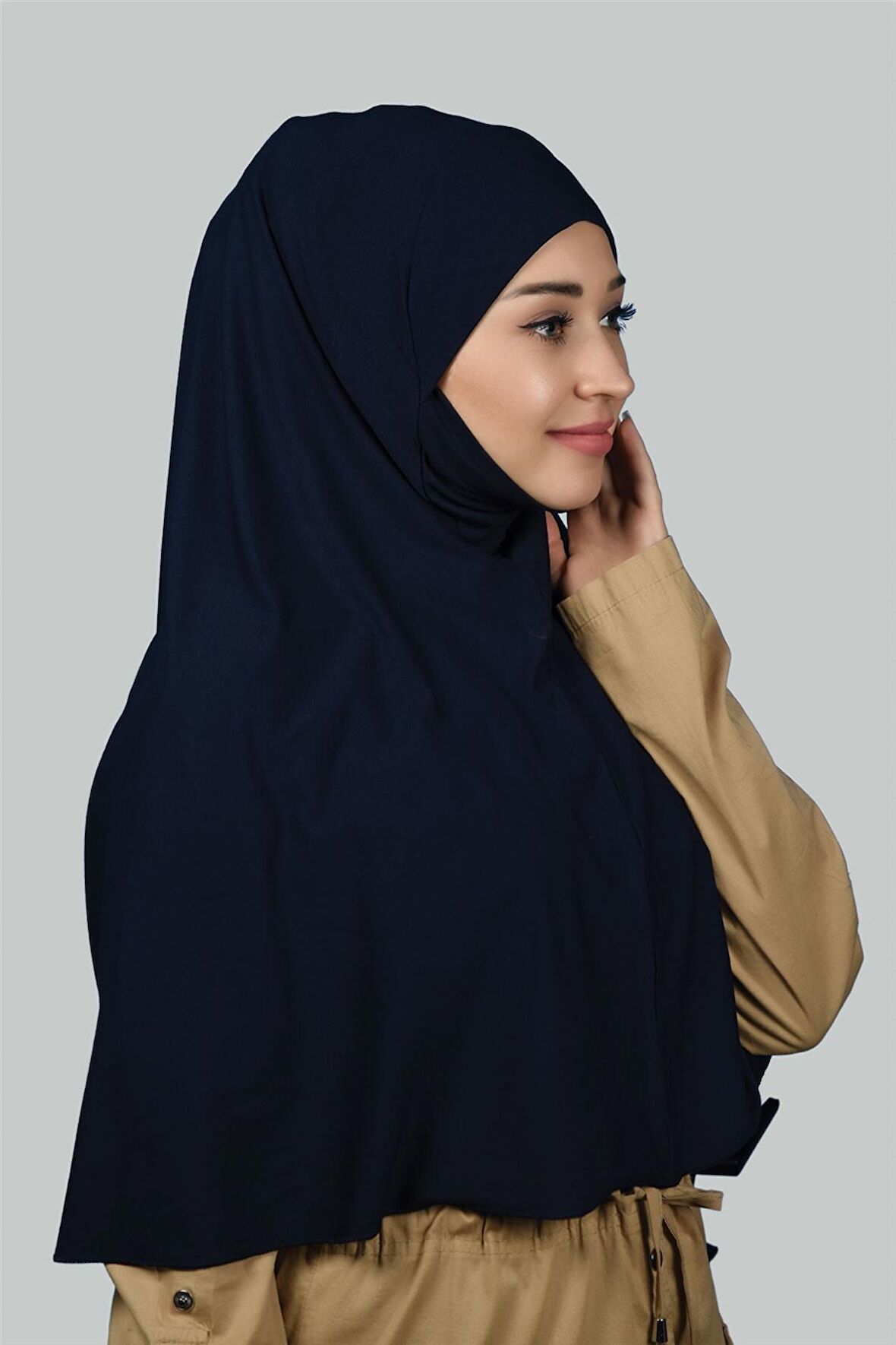 Hazır Türban Peçeli Pratik Eşarp Tesettür Nikaplı Hijab - Namaz Örtüsü Sufle (3XL)