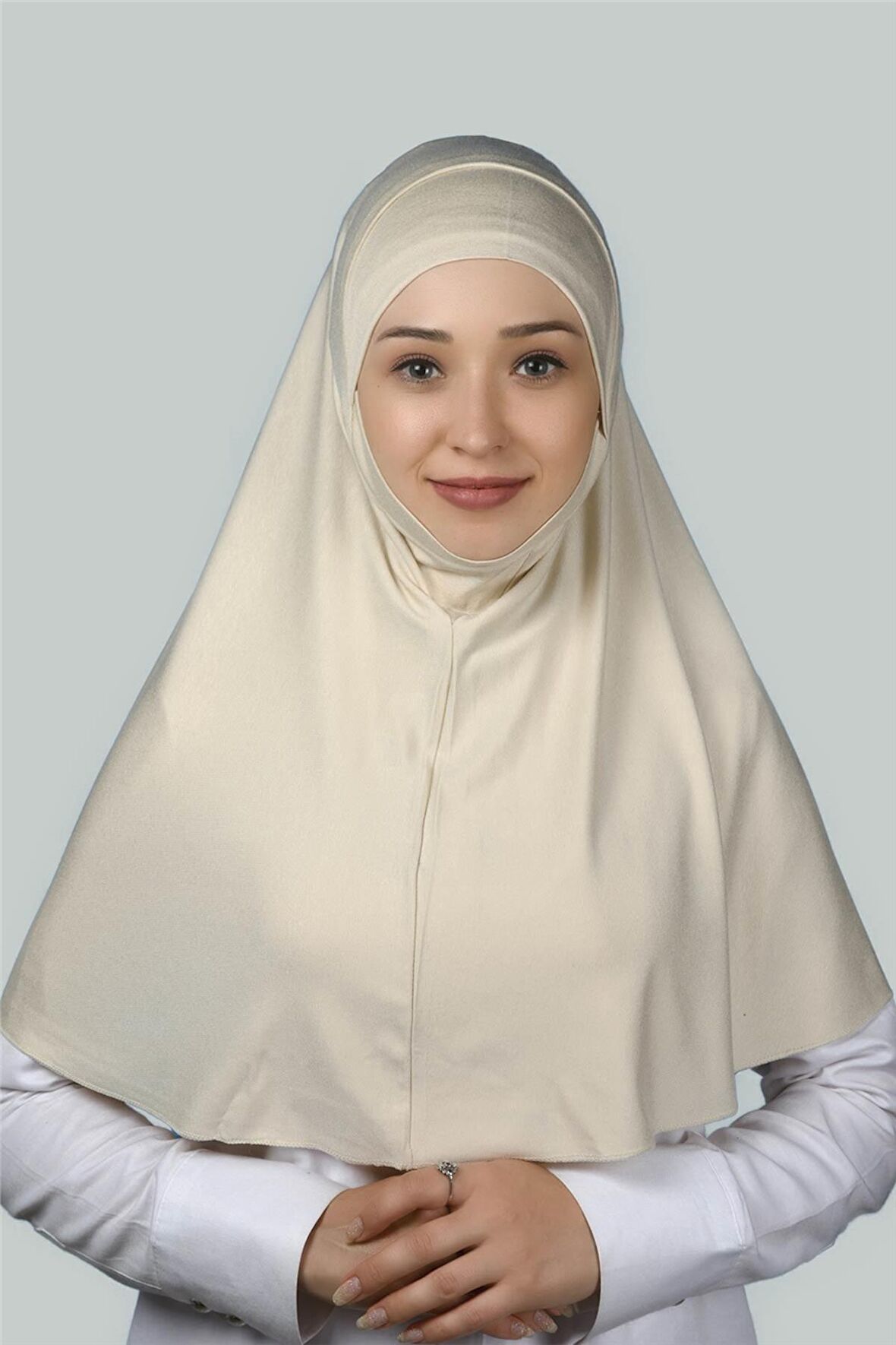 Hazır Türban Peçeli Pratik Eşarp Tesettür Nikaplı Hijab - Namaz Örtüsü Sufle (XL)