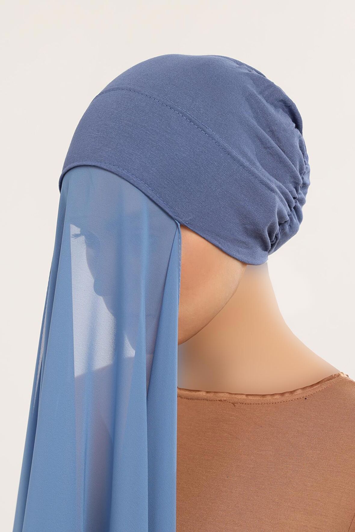 Hazır Pratik Lüks Geçmeli  Lastikli Boneli Şifon Şal