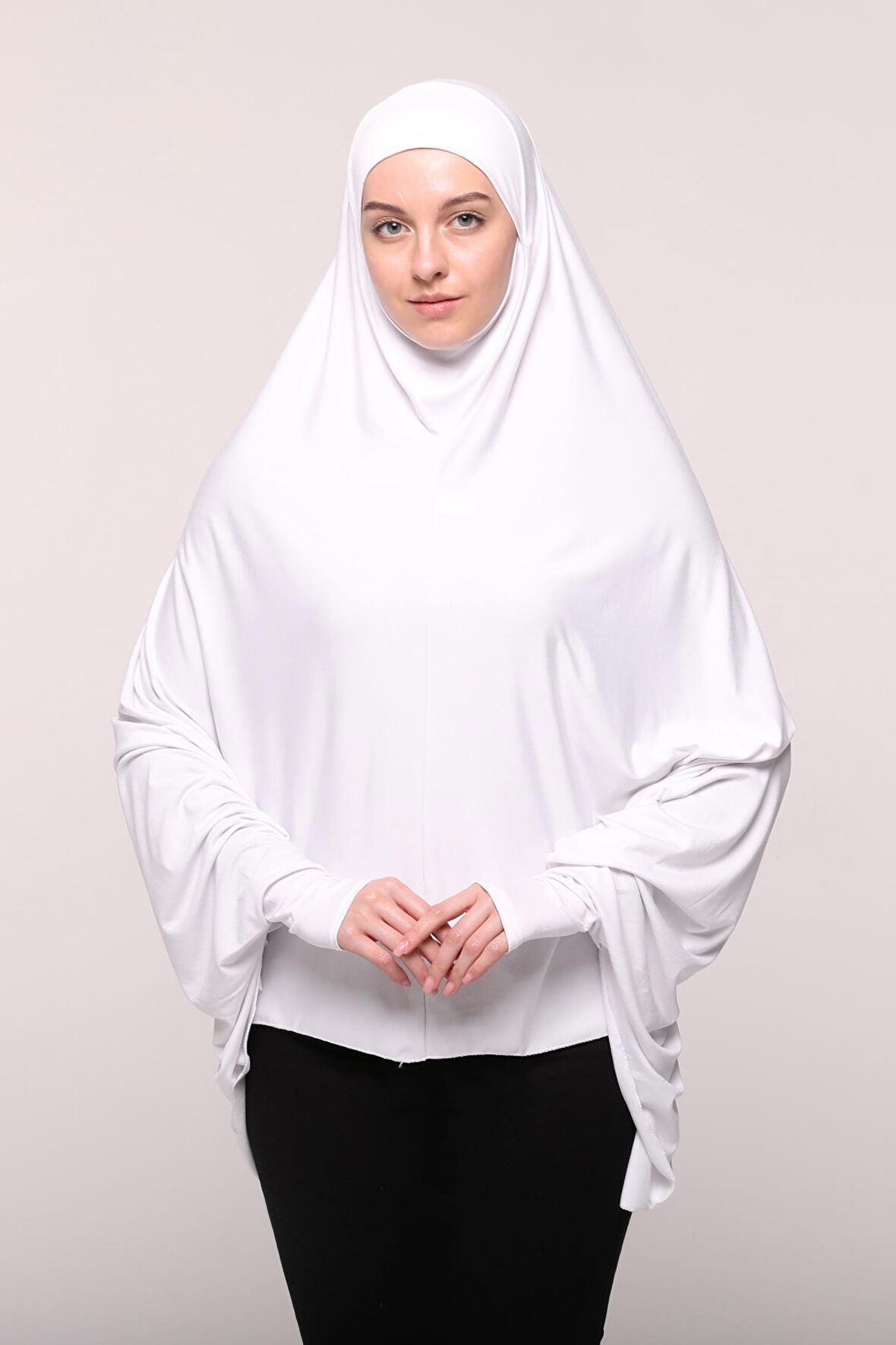 Kollu Sufle Çarşaf Üstü Peçeli Pratik Tesettür Hijab - Nikaplı Namaz Örtüsü