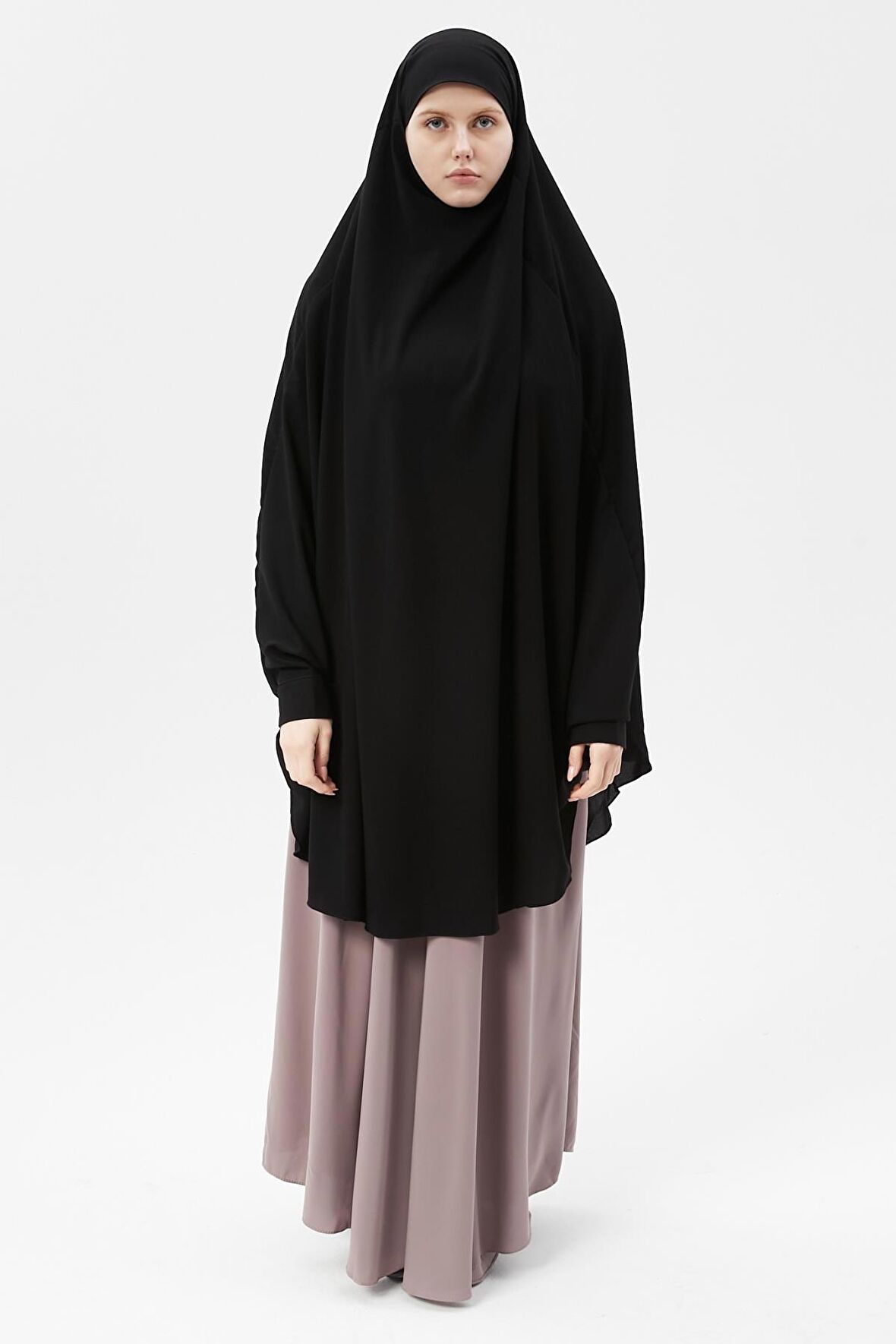 Kadın Tesettür Medine İpeği Çarşaf Üstü Peçeli Sufle Hijab