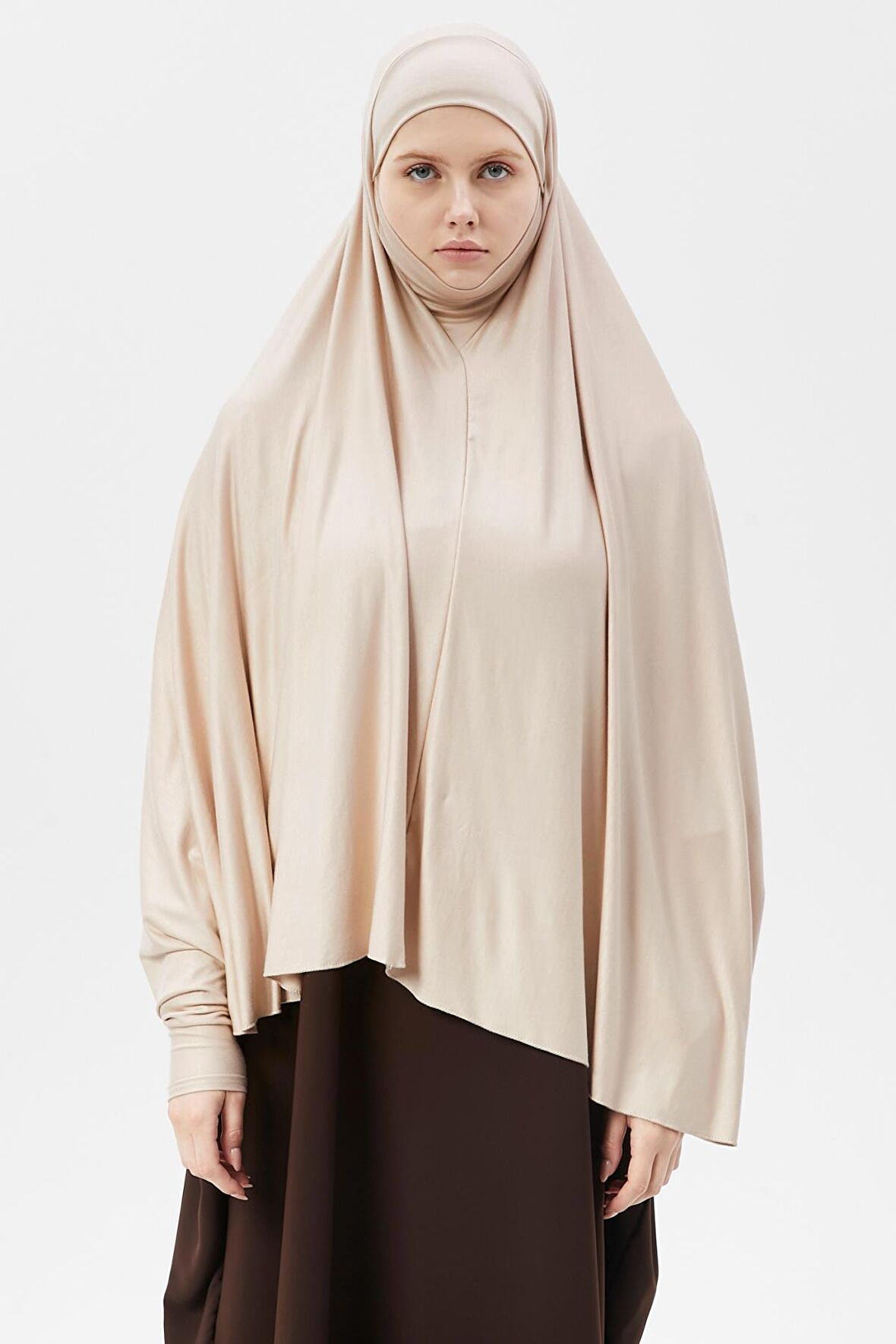 Kollu Sufle Çarşaf Üstü Peçeli Pratik Tesettür Hijab - Nikaplı Namaz Örtüsü