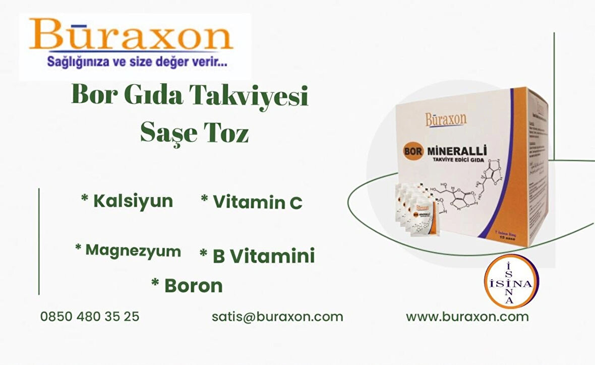 BURAXON BOR GIDA TAKVİYESİ ,VİTAMİN &MİNERAL TAKVİYE EDİCİ GIDA -30 ŞASE boron supplement