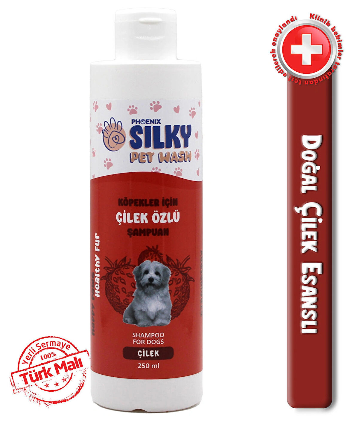 SilkyPetWash - Köpeklere özel Doğal Çilek Özlü Şampuan - 250ml