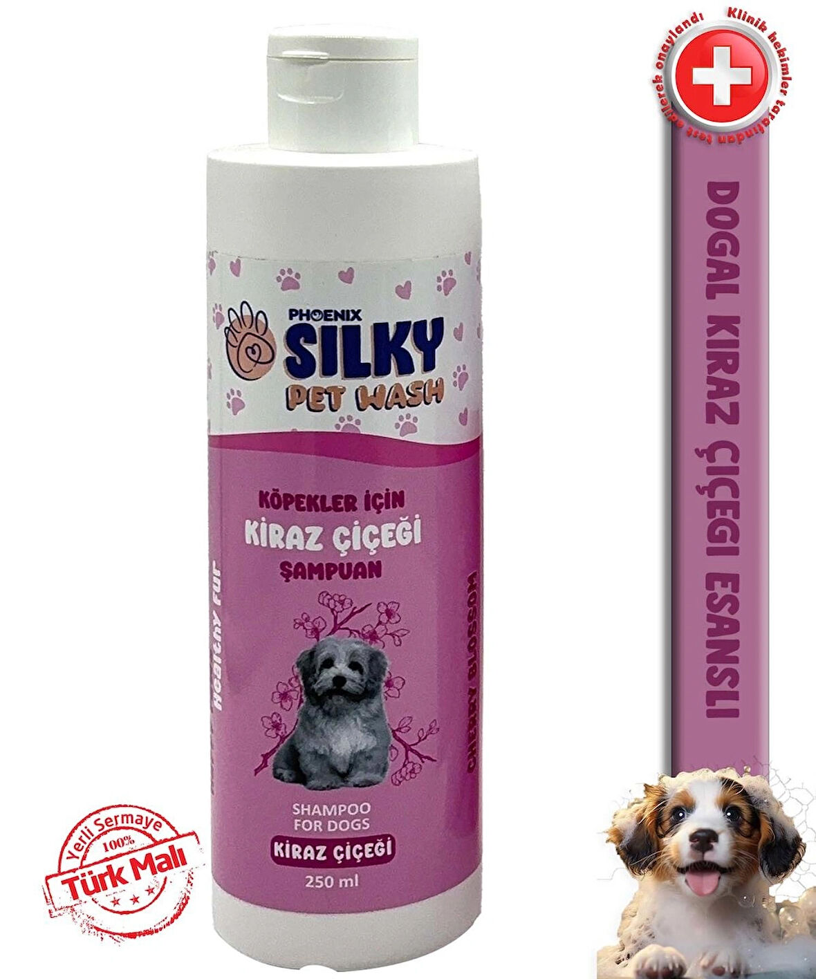 SilkyPetWash - Köpeklere özel Doğal Kiraz Çiçeği Özlü Şampuan - 250ml