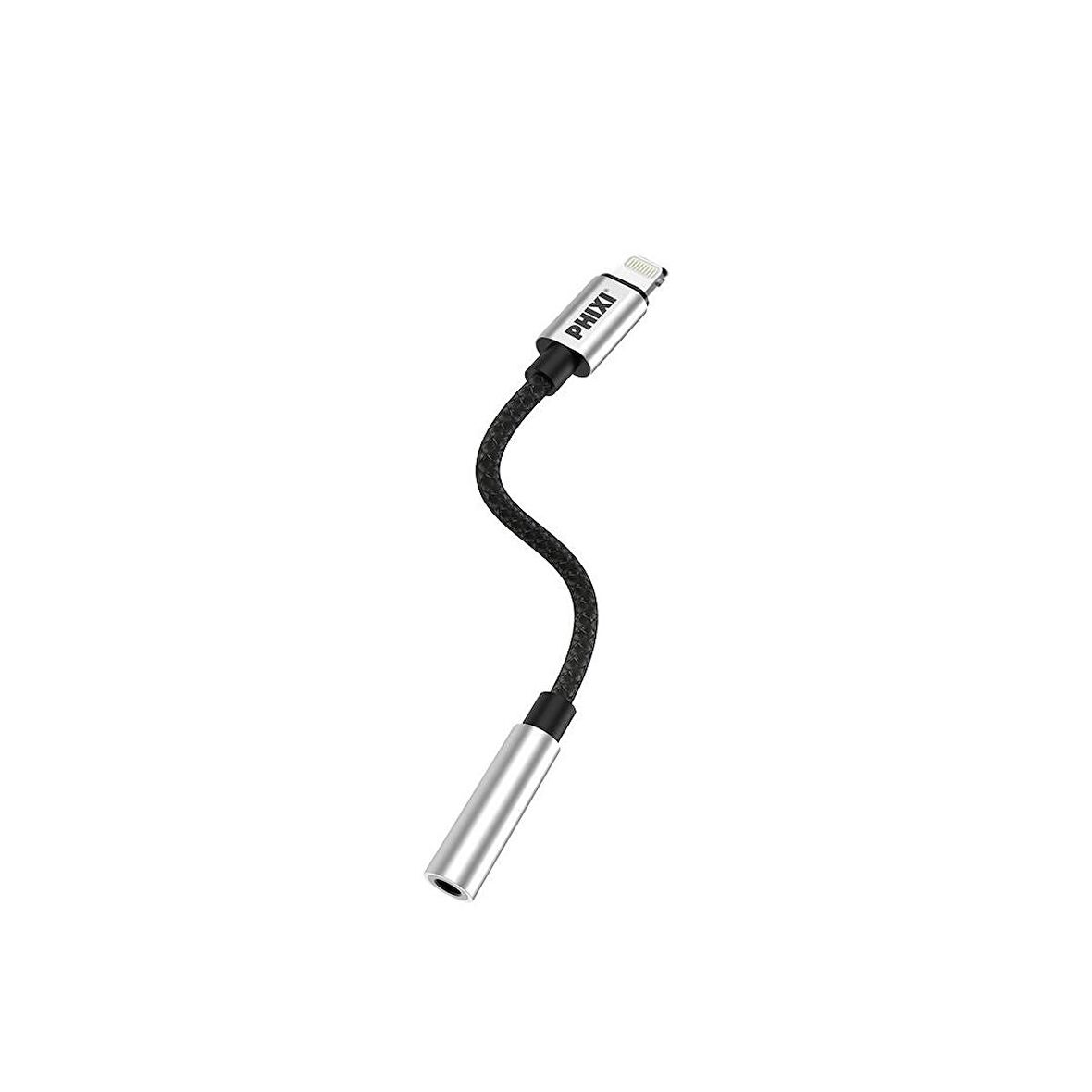 Phixi Basic CA110 Metal Başlıklı Örgü Kablo Lightning to 3.5mm Jack Çevirici