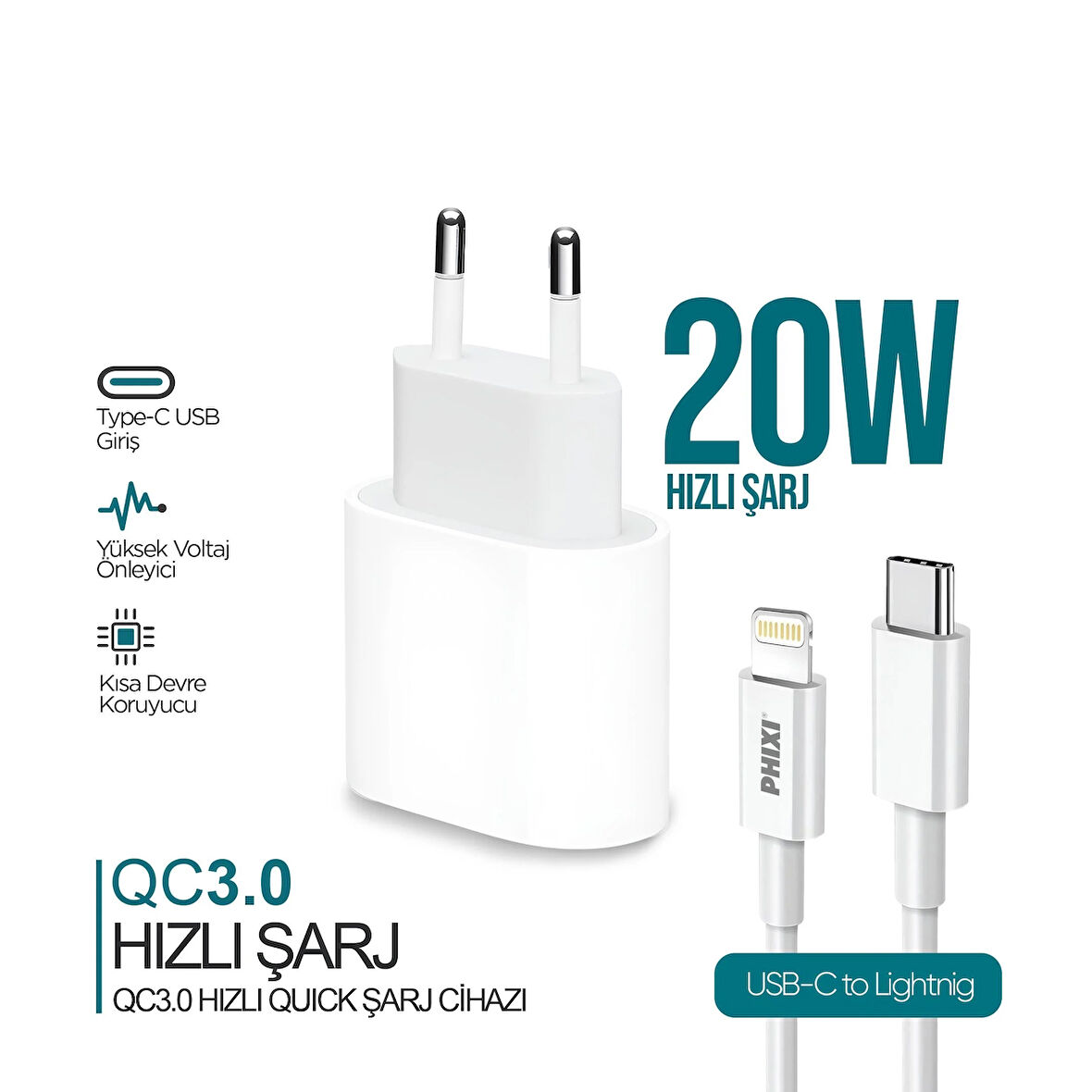 PHİXİ UPD4118L ULTIMATE 20W LIGHTNING HIZLI ŞARJ CİHAZI 