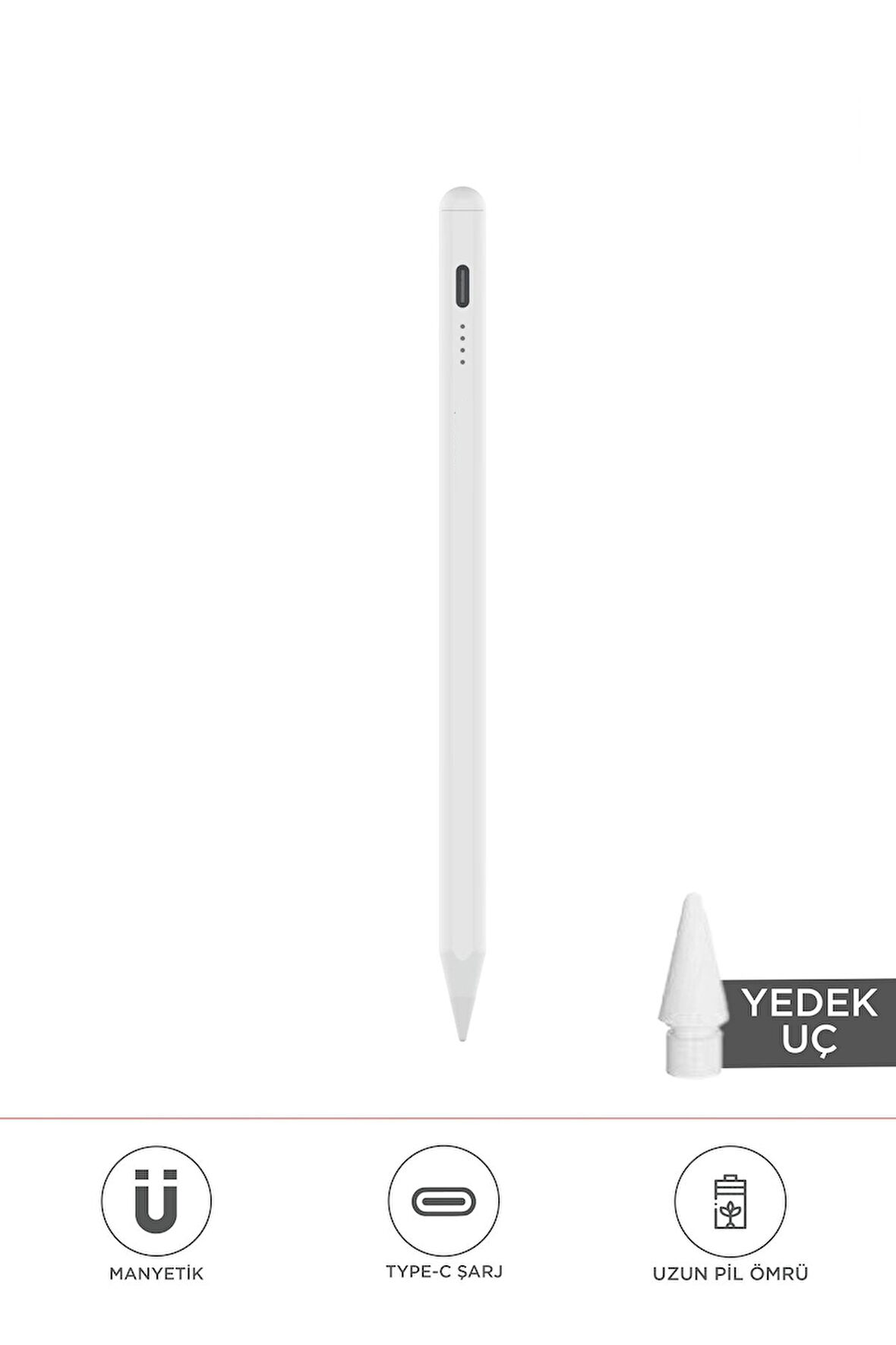 P-01 Beyaz Tüm Cihazlarla Uyumlu Çizim Ve Tasarım Dokunmatik Kalemi Stylus Pen