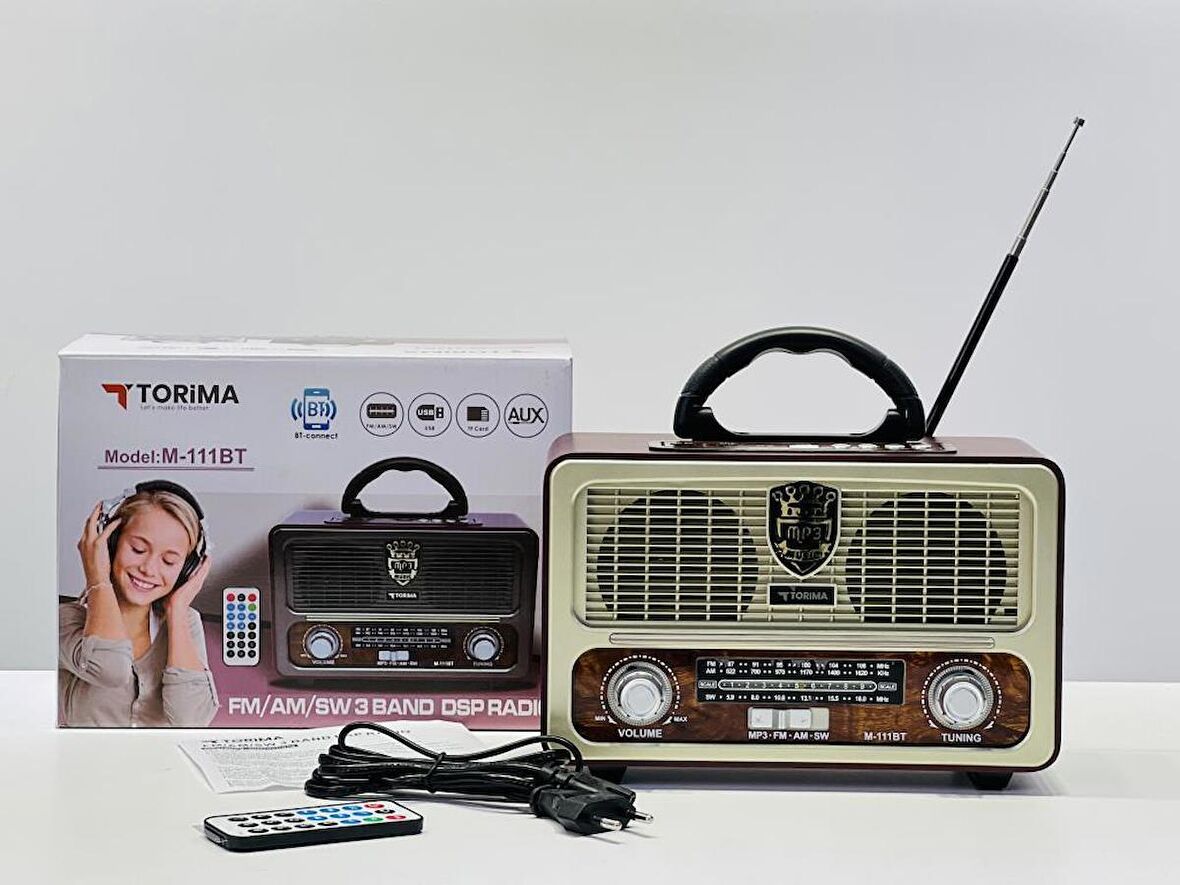 Torima M-111BT Işıklı Kumandalı Nostaljik Radyolu Bluetooth Hoparlör Beyaz