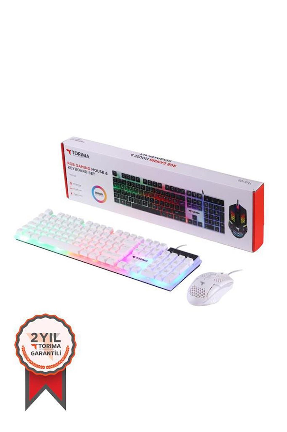 Torima TMK-03 Gaming Rgb Işıklı Kablolu Q Klavye Ve Mouse Seti Beyaz