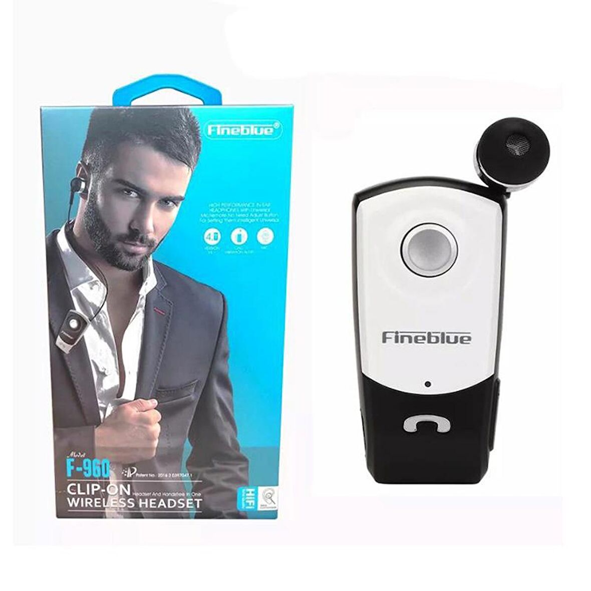 Fineblue F960 Kablosuz Kulaklık Bluetooth Titreşimli Geri Çekilebilir Yaka Kulaklığı Beyaz