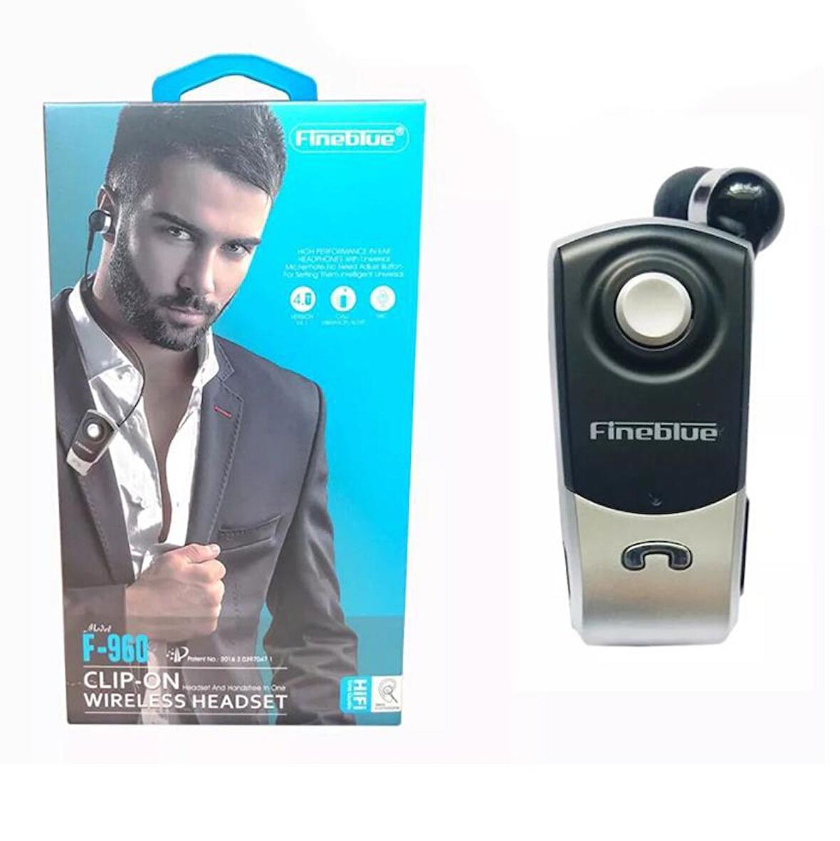 Fineblue F960 Kablosuz Kulaklık Bluetooth 5.3 Titreşimli Geri Çekilebilir Yaka Kulaklığı Gümüş