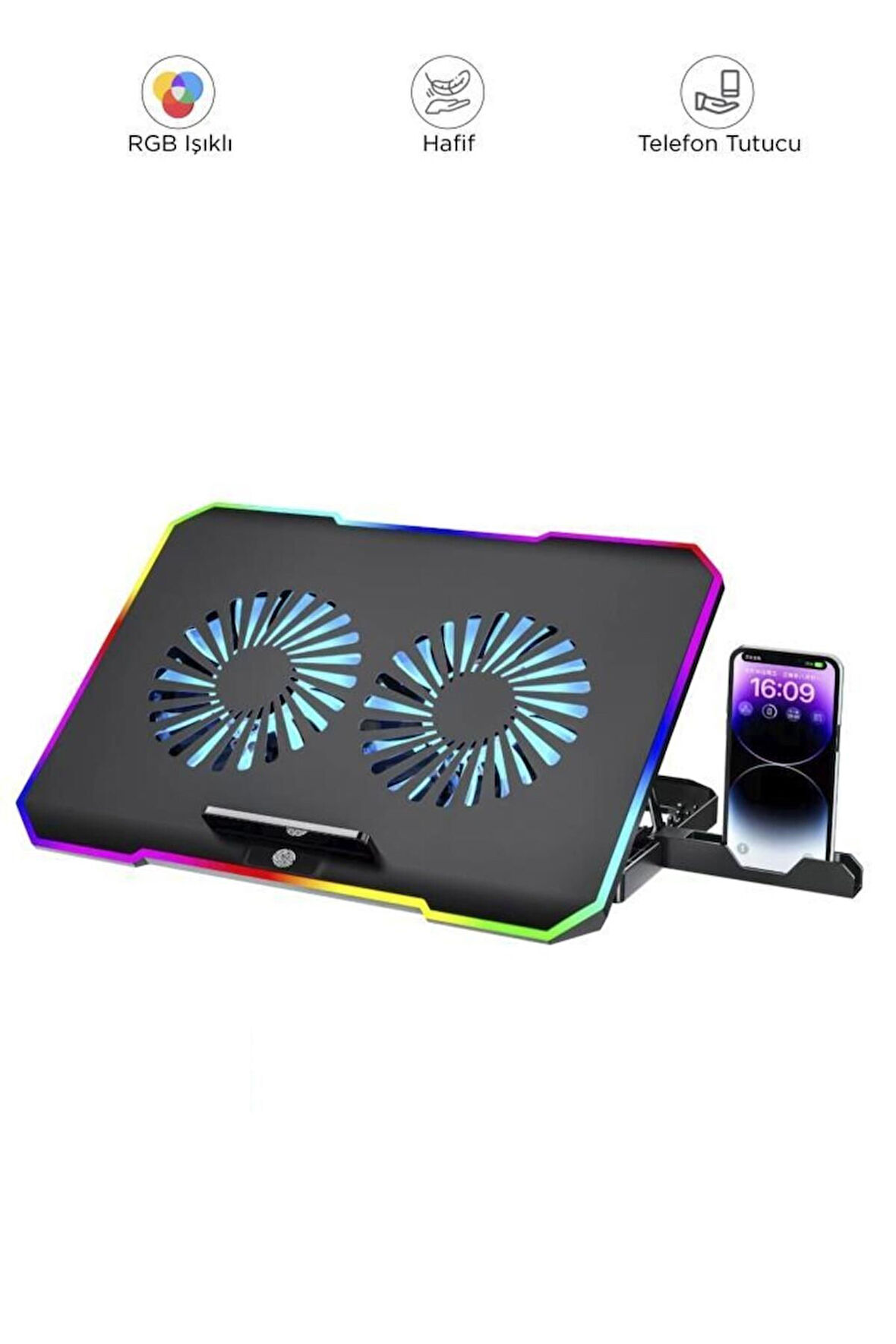 CF-04 Ayarlanabilir Dizüstü Bilgisayar Rgb Soğutma Fanı Siyah