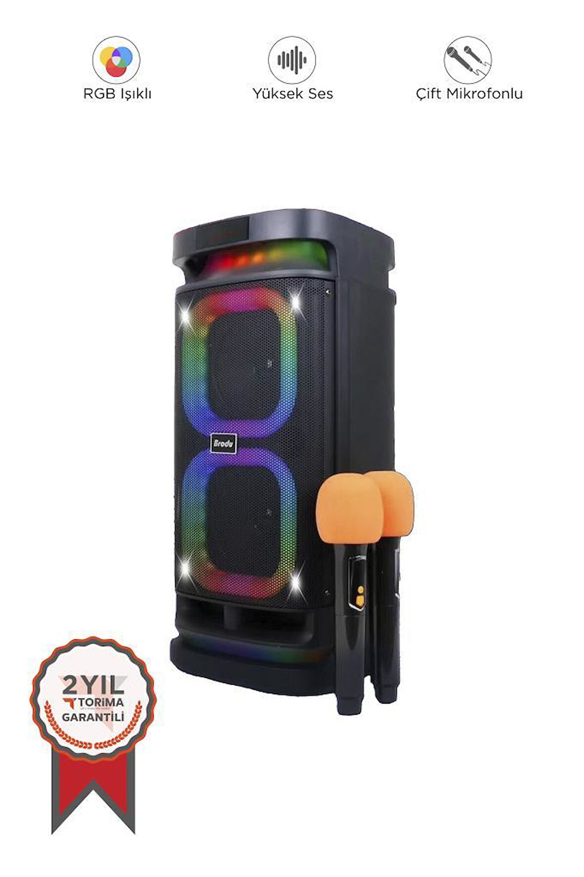 Torima BTS-1989 Rgb Işıklı Karaoke Mikrofonlu Kumandalı Bluetooth Hoparlör