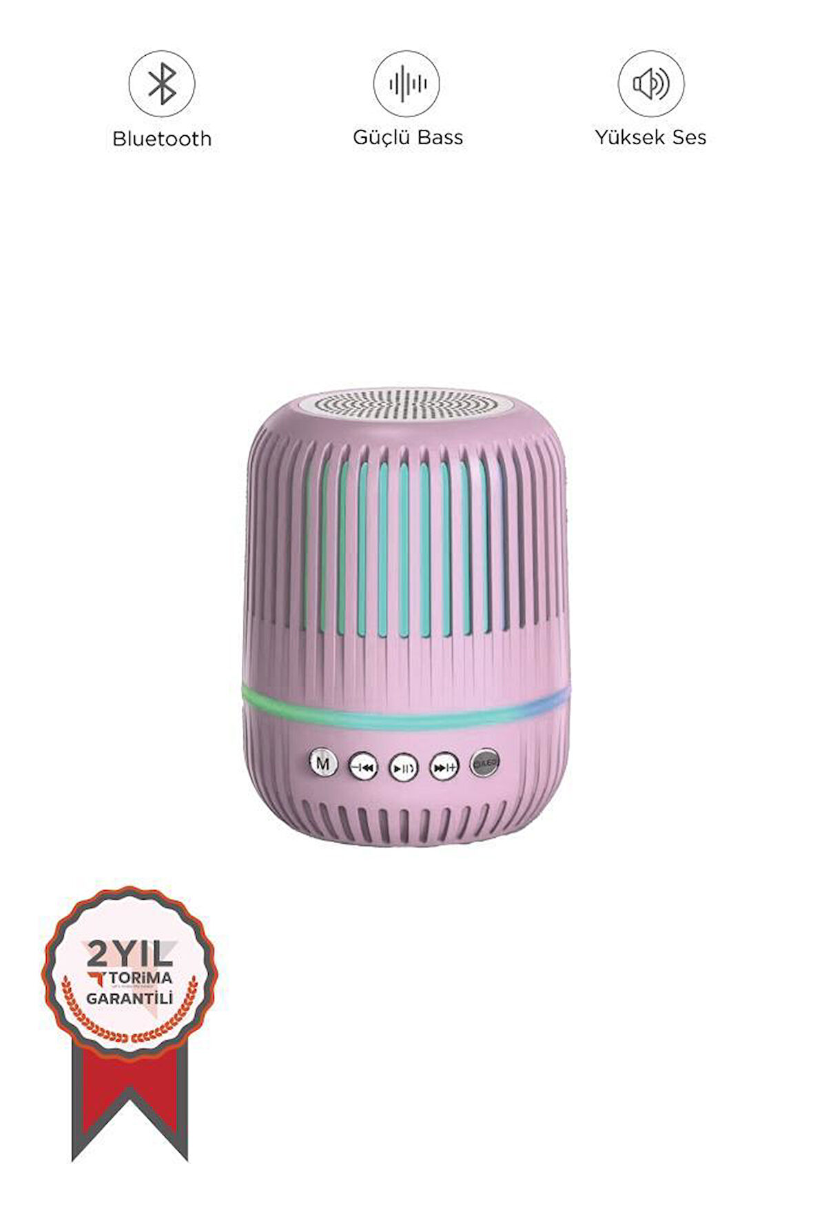 Torima GTS-2150 Pembe Kablosuz Taşınabilir RGB Işıklı Bluetooth Hoparlör Speaker