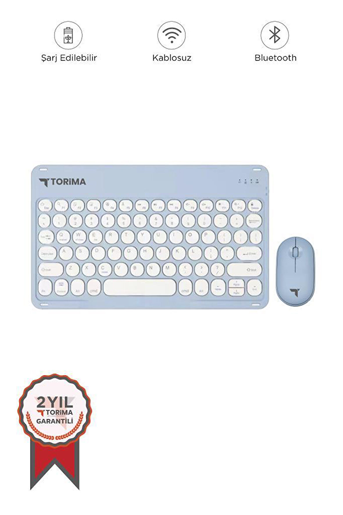 Torima TMK-08 Mavi Kablosuz Bluetooth Klavye Mouse Seti