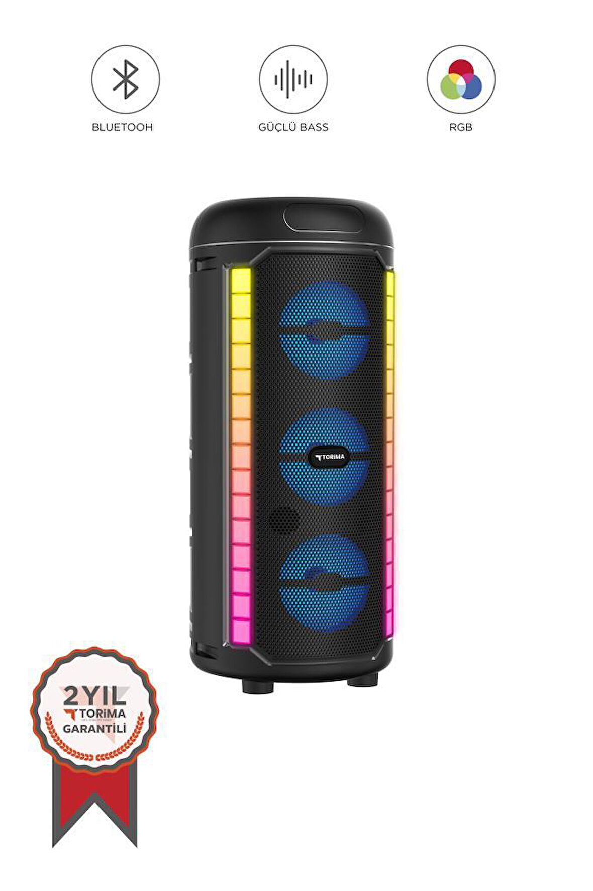 Torima D43 RGB Işıklı Mikrofonlu Bluetooth Hoparlör 3x Speaker