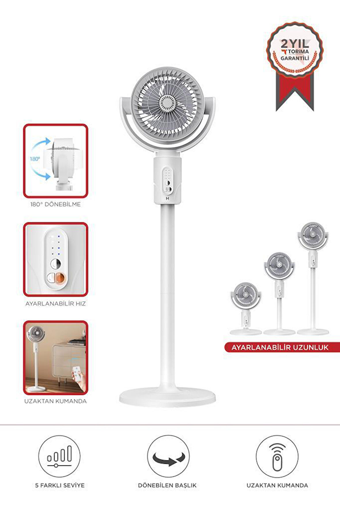 Torima F1 Air Fan Beyaz Kumandalı Yarlanabilir Vantilatör