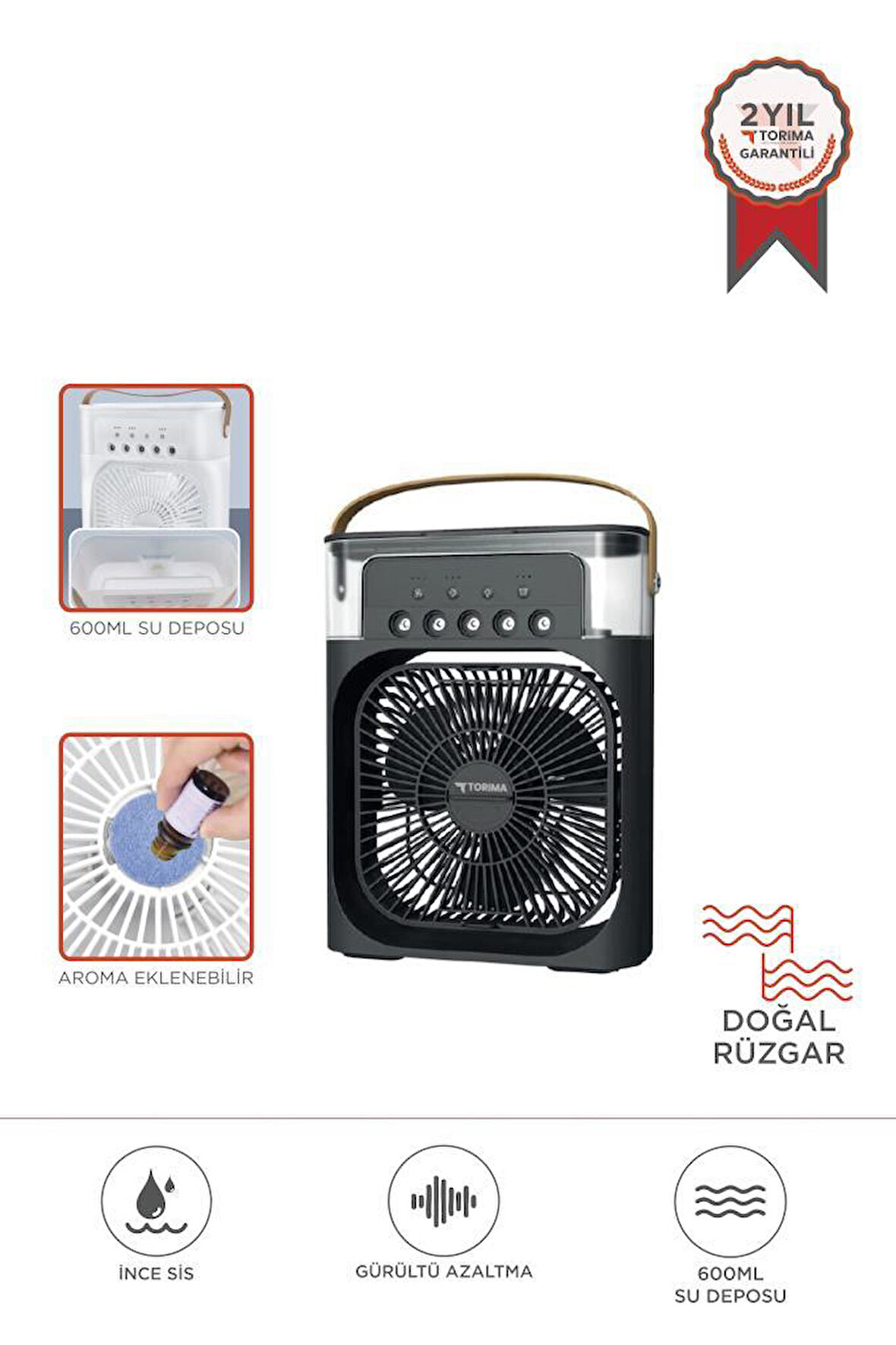 Toria F-17 Siyah Mini Kablolu Masaüstü Hava Nemlendirici Fan Vantilatör