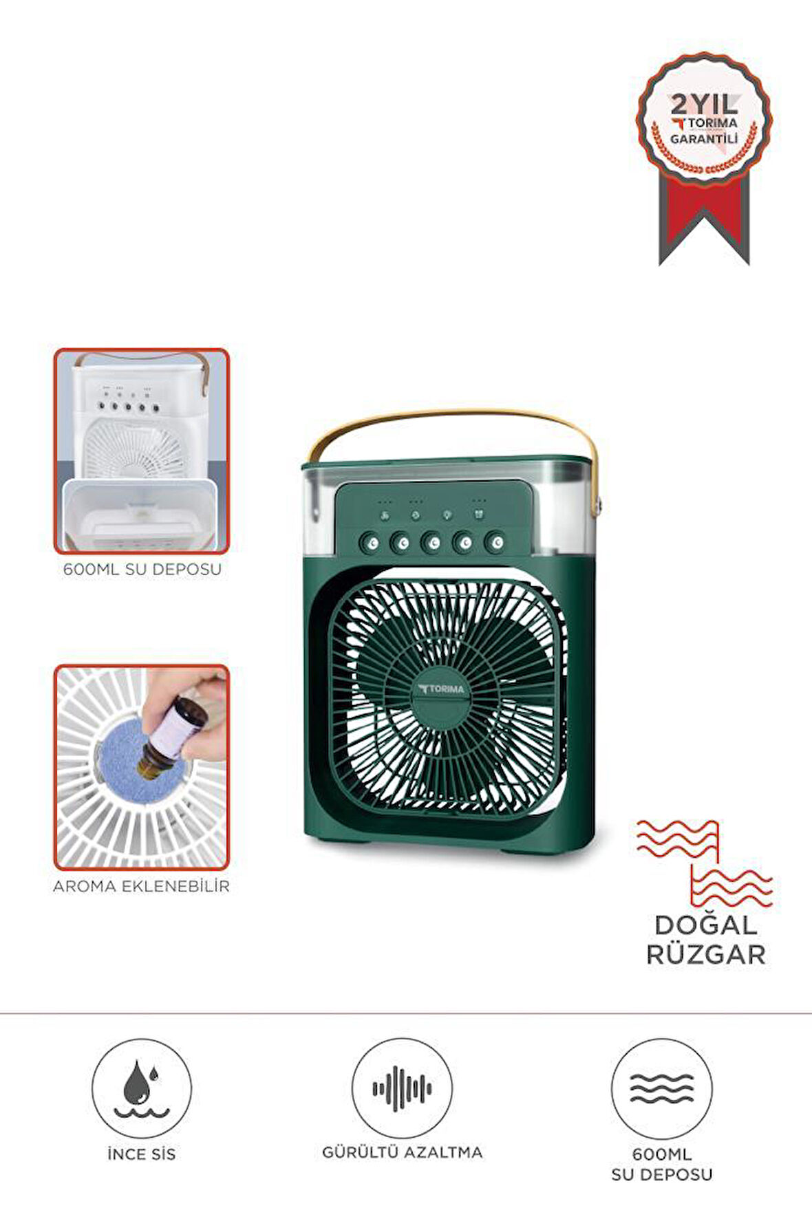 Toria F-17 Yeşil Mini Kablolu  Masaüstü Hava Nemlendirici Fan Vantilatör