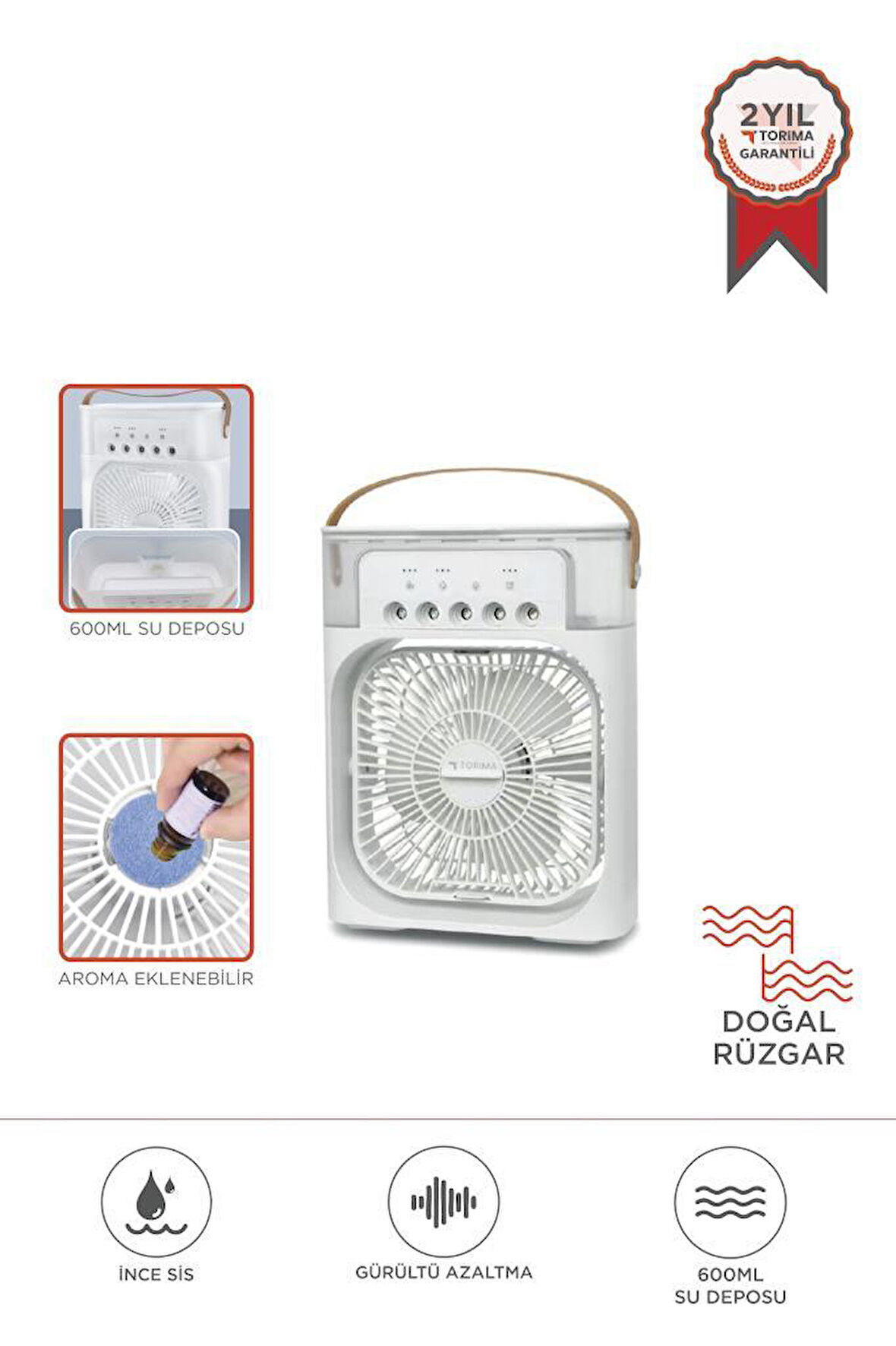 Toria F-17 Beyaz Mini Kablolu Masaüstü Hava Nemlendirici Fan Vantilatör