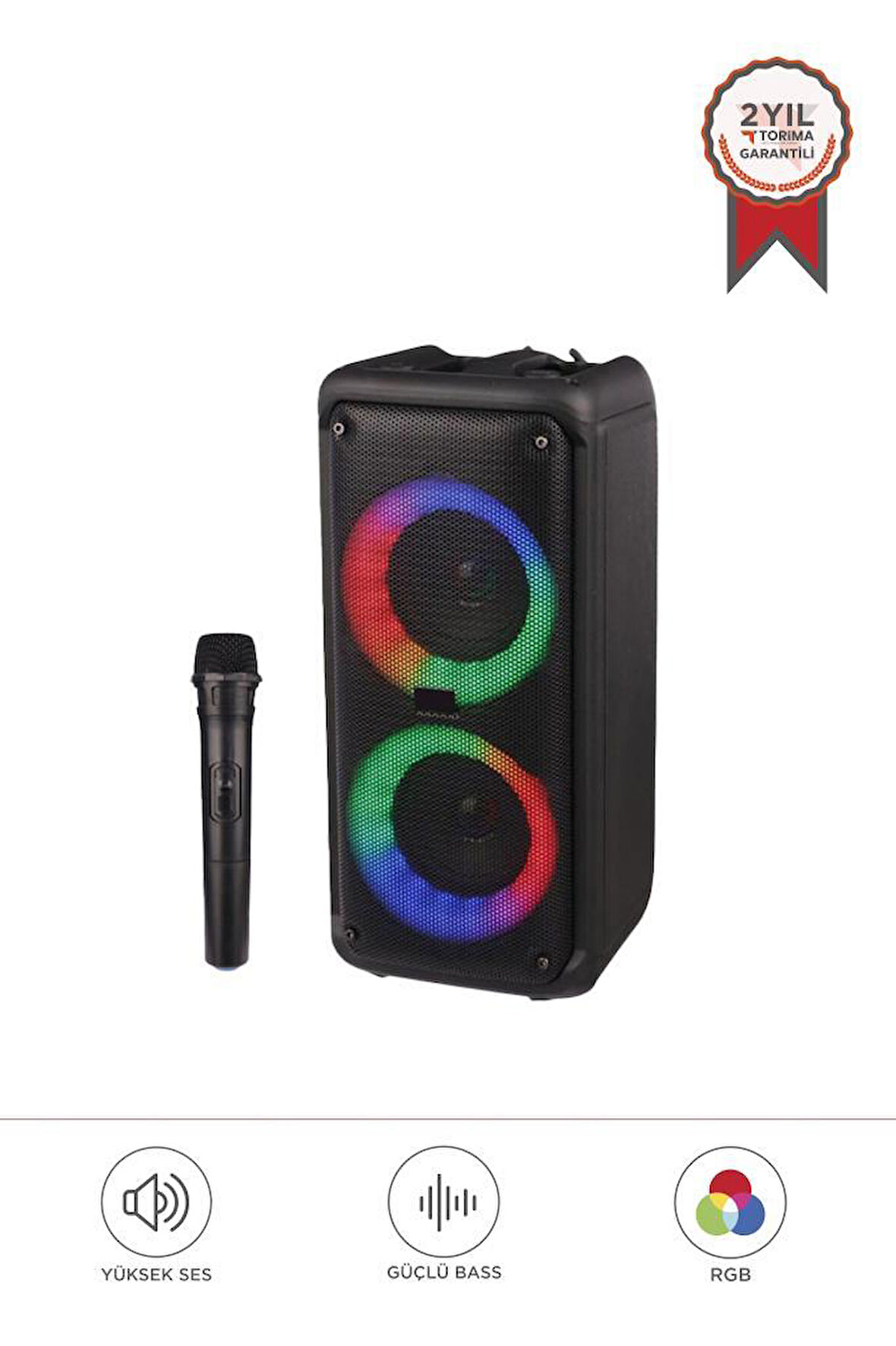 Torima KTS-1973 Siyah Mikrofonlu RGB Ledli Taşınabilir Bluetooth Hoparlör Parti Speaker