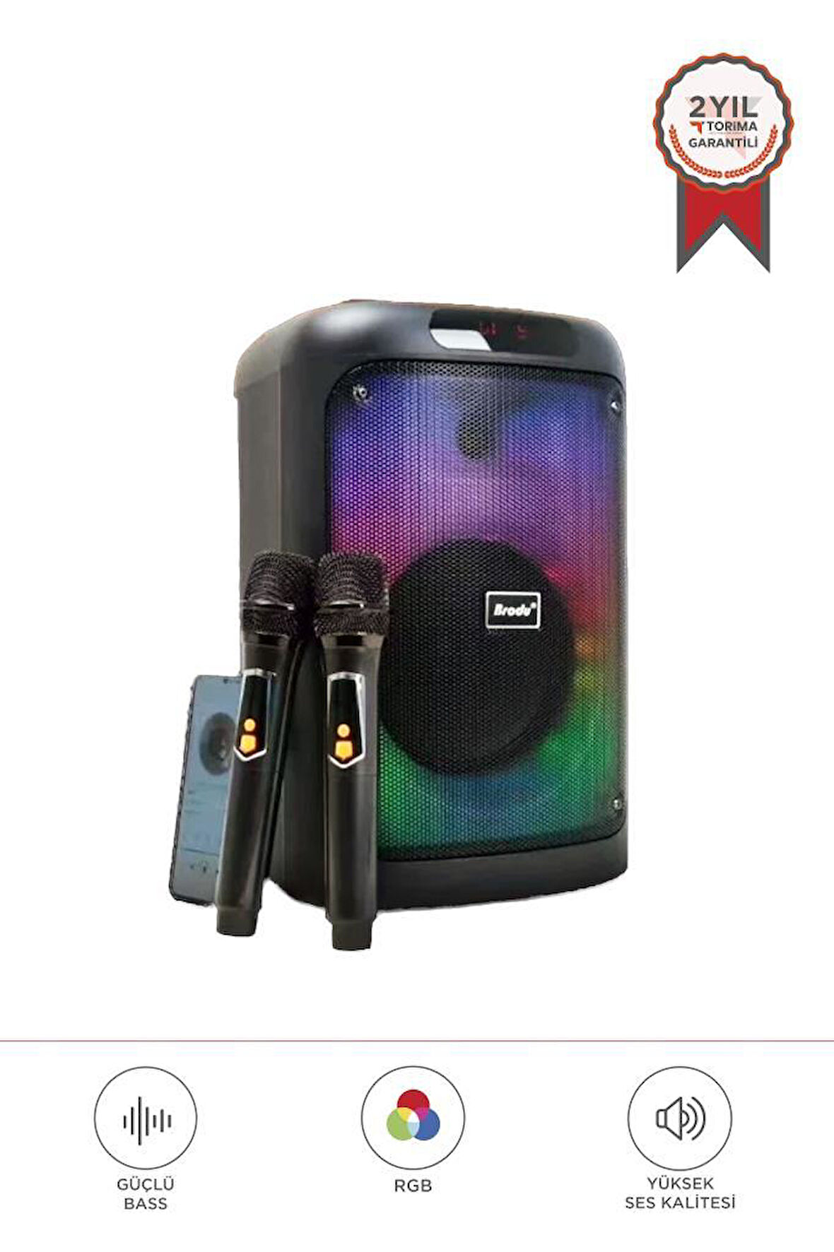 Torima BTS-2102 33 W  Karaoke Subwoofer Çift mikrofonlu Taşınabilir 3000 mAh Akıllı Bluetooth Hoparlör 