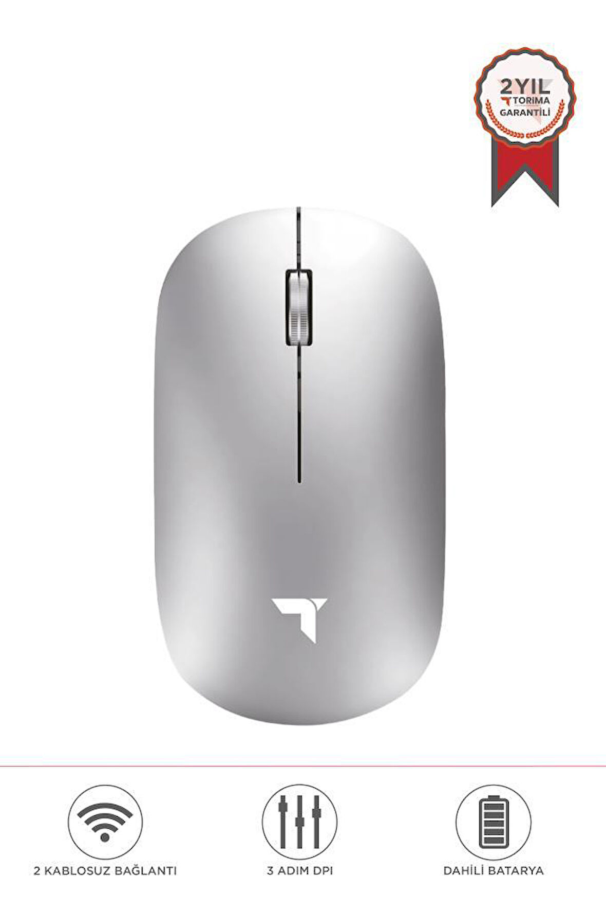 Torima TM-19 Gümüş Çift Modlu Sessiz Kablosuz Mouse Fare