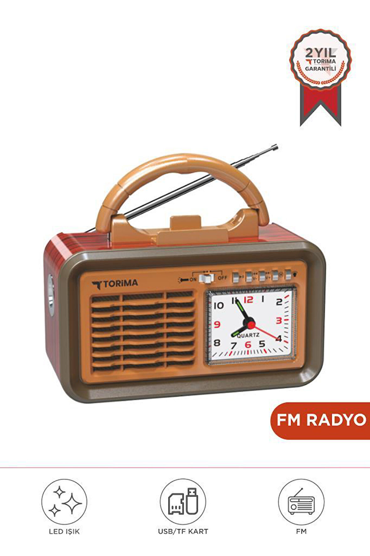 Torima D60 Kırmızı Nostalji Radyo Kablosuz Bluetooth Hoparlör