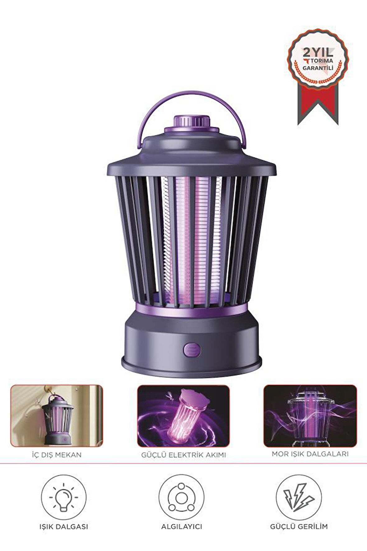 Torima SSK-12 Siyah Şarjlı Uv Işıklı Elektrikli Sivrisinek Öldürücü Lamba Sinek Kovucu Sineksavar