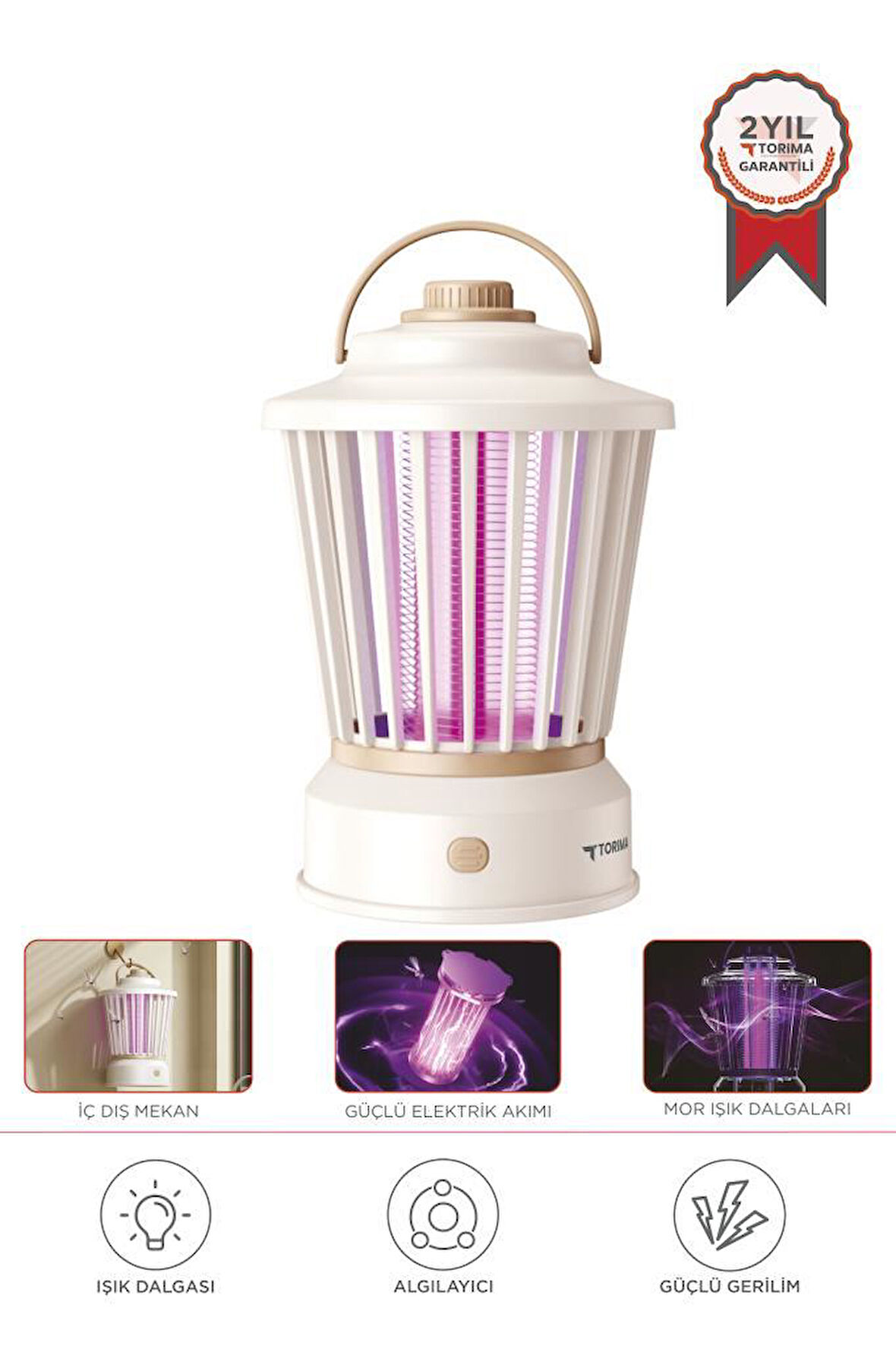 Torima SSK-12 Beyaz Şarjlı Uv Işıklı Elektrikli Sivrisinek Öldürücü Lamba Sinek Kovucu Sineksavar