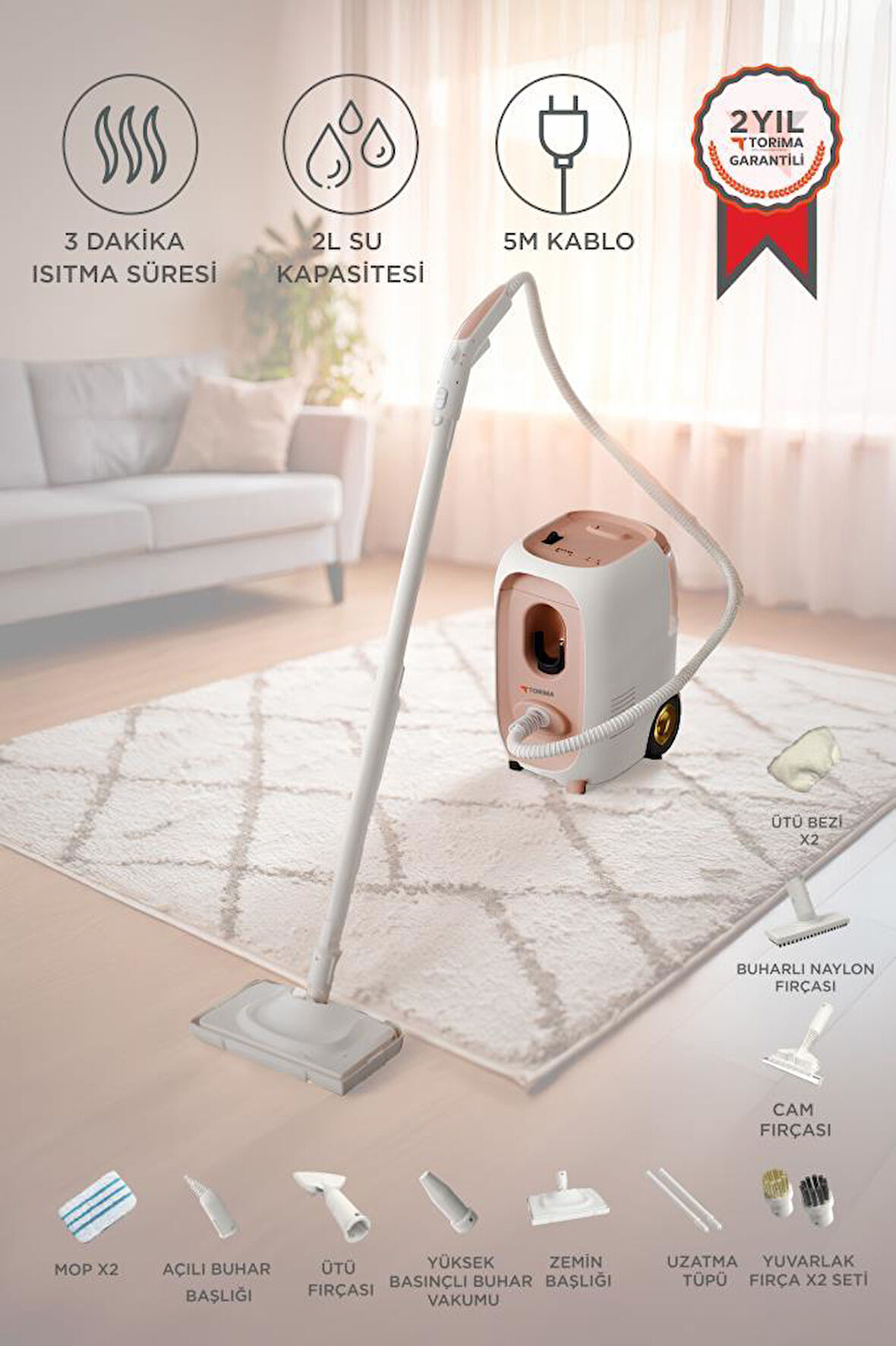 TORIMA D79 Bej Outdoor Kablosuz Wireless 4W LED Işıklı Taşınabilir Hoparlör