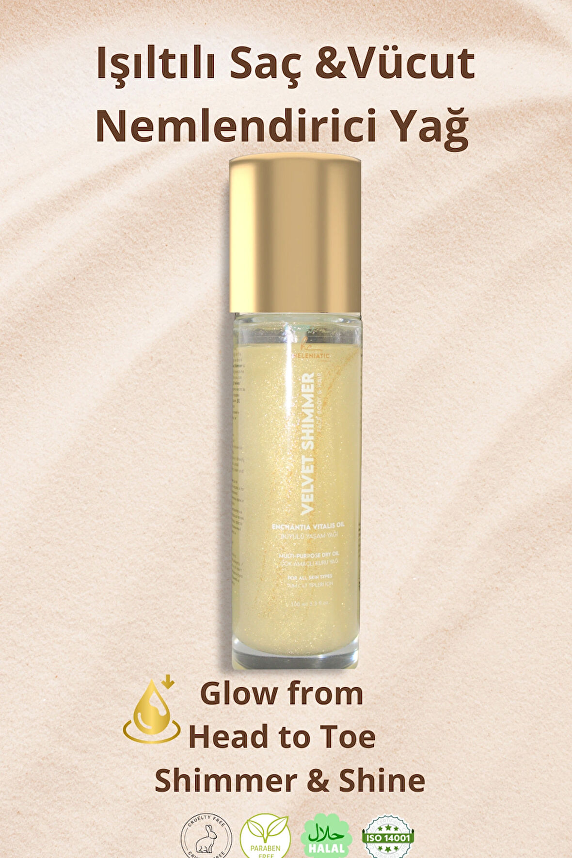 Vücut Simi Ve Saç Bakım Yağı- Argan Yağlı Nemlendirici-Helen's Velvet Shimmer -100 Ml