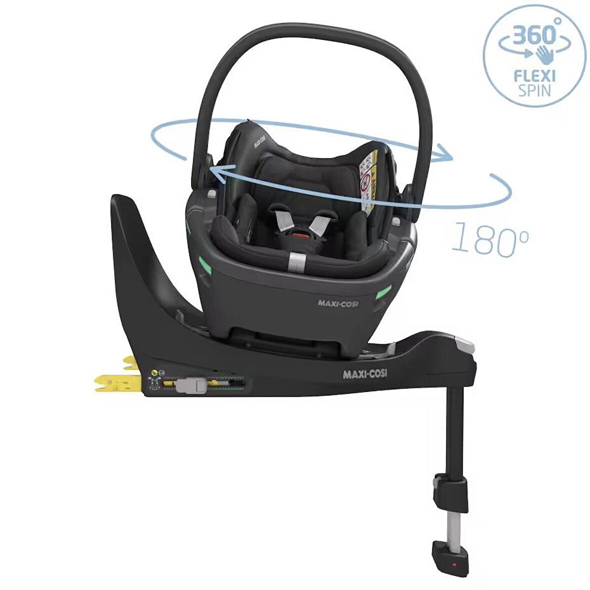 Maxi-Cosi Coral 360 Dönebilir Yatabilir İsofix Bazalı 2'si Bir Arada Ana Kucağı ve Oto Koltuğu Essential Black