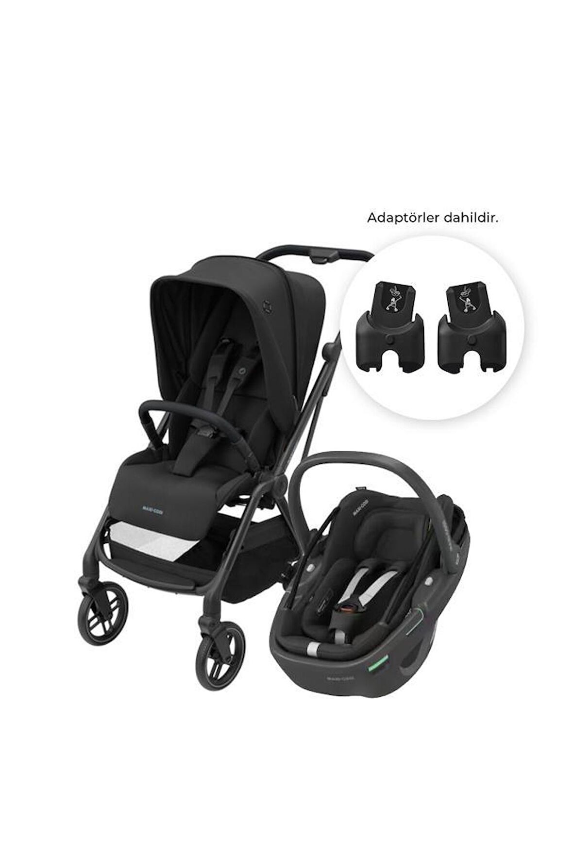 Maxi-Cosi Leona2-Coral 360 Modüler Ana Kucaklı Ultra Kompakt Çift Yönlü Seyahat Sistem Bebek Arabası Essential Black