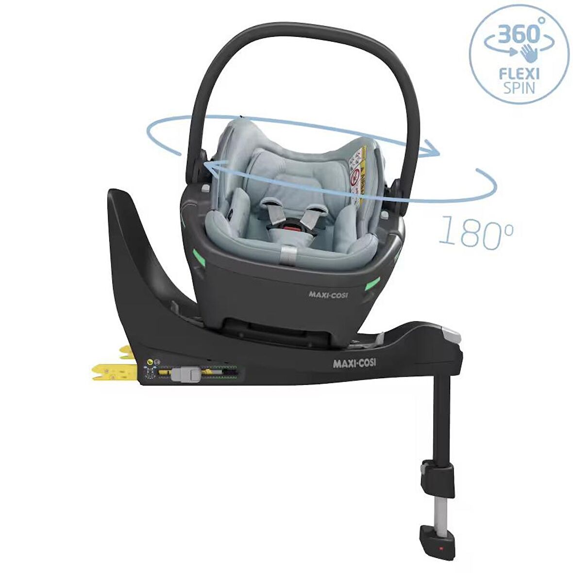 Maxi-Cosi Coral 360 Dönebilir Yatabilir İsofix Bazalı 2'si Bir Arada Ana Kucağı ve Oto Koltuğu Essential Grey