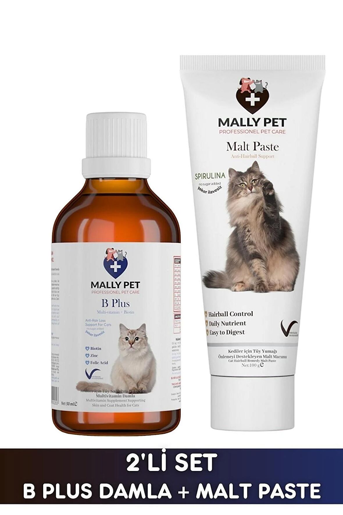 Kedi Tüy Sağlığı Destekleyici Set (B Plus Damla + Malt Paste)