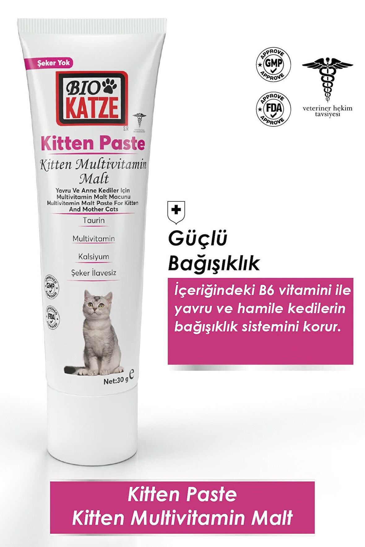 Biokatze  Kitten Paste Yavru ve Anne Kediler Için Multivitamin Malt Macunu 30 gr