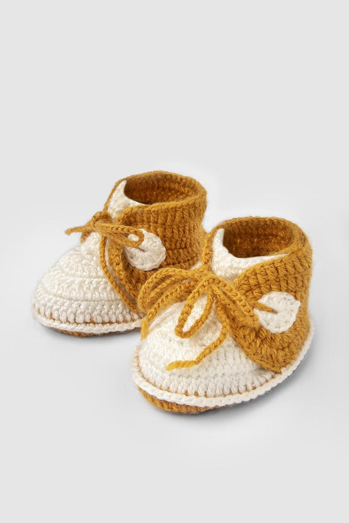 Bebek İpinden Patik Ekru/Hardal Sarısı