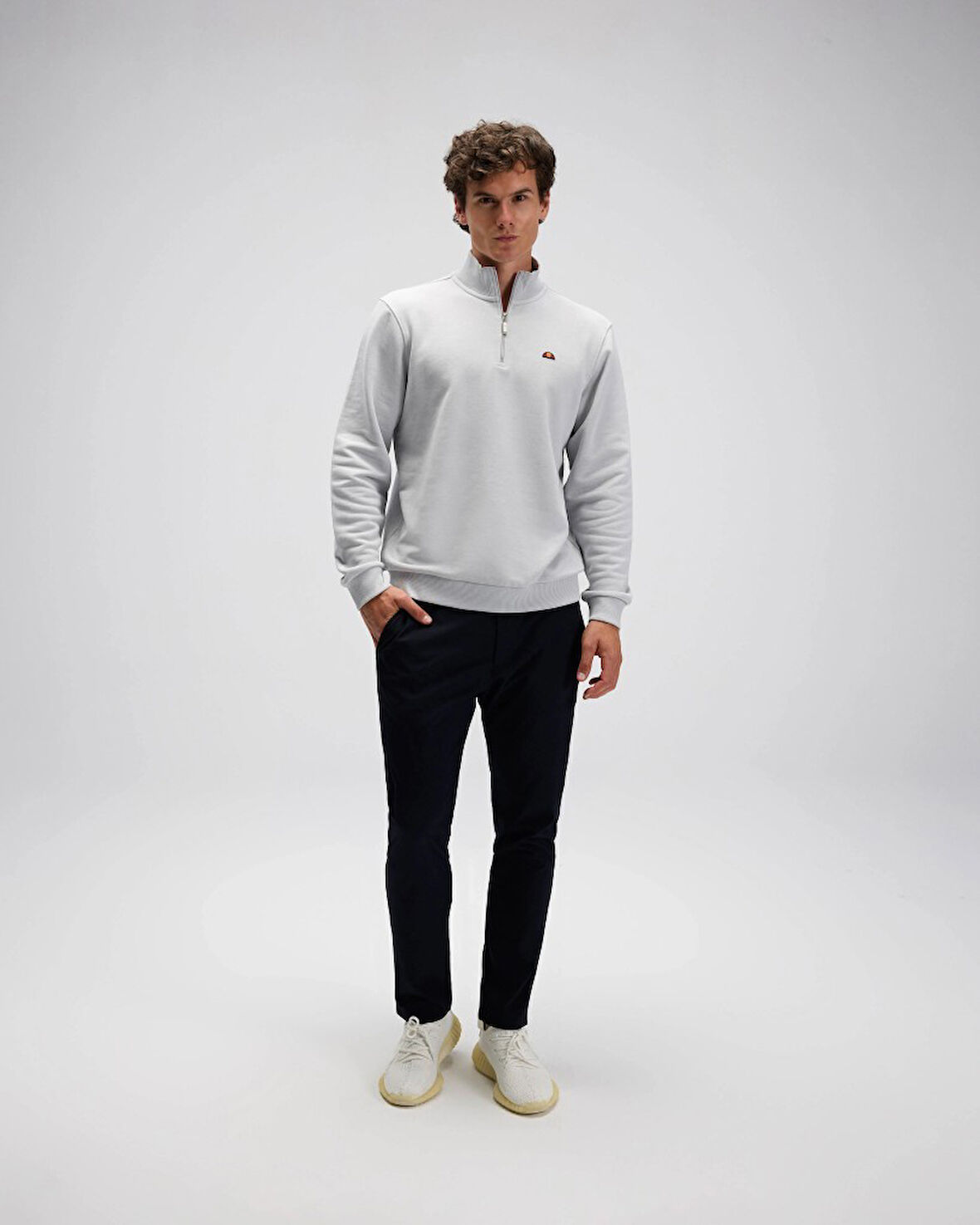 Ellesse EM580-GI Erkek Yarım Fermuarlı Gri Sweat