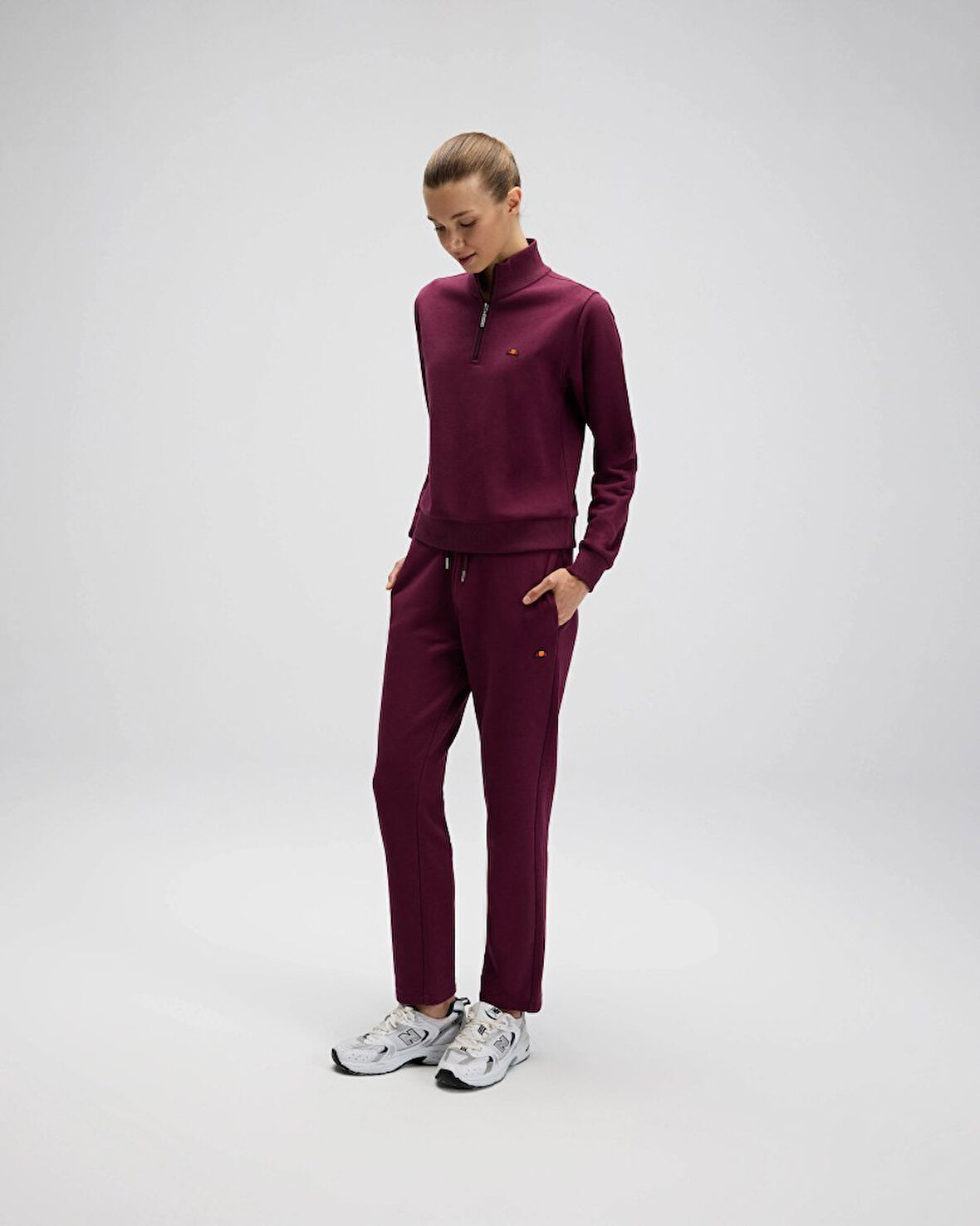Ellesse EF557-BRD Kadın Bordo Yarı Fermuarlı Sweat