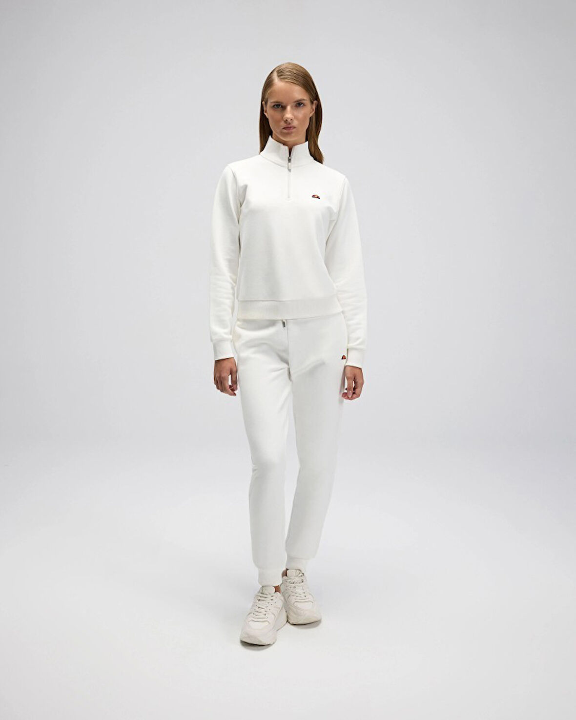 Ellesse EF557-OF Kadın Beyaz Yarı Fermuarlı Sweat