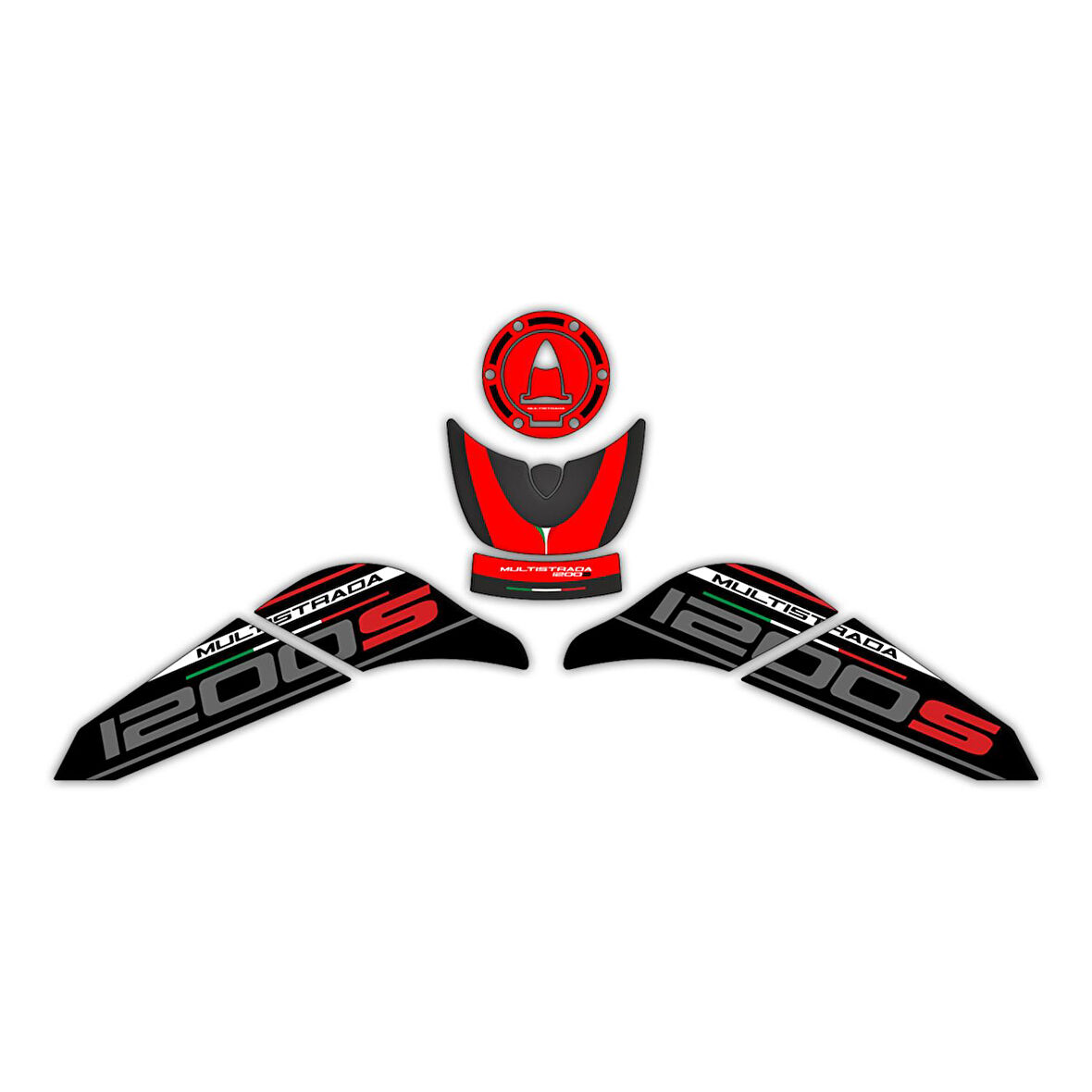 GP Kompozit Ducati Multistrada 1200 S 2015-2018 Uyumlu Tank Pad Seti Kırmızı
